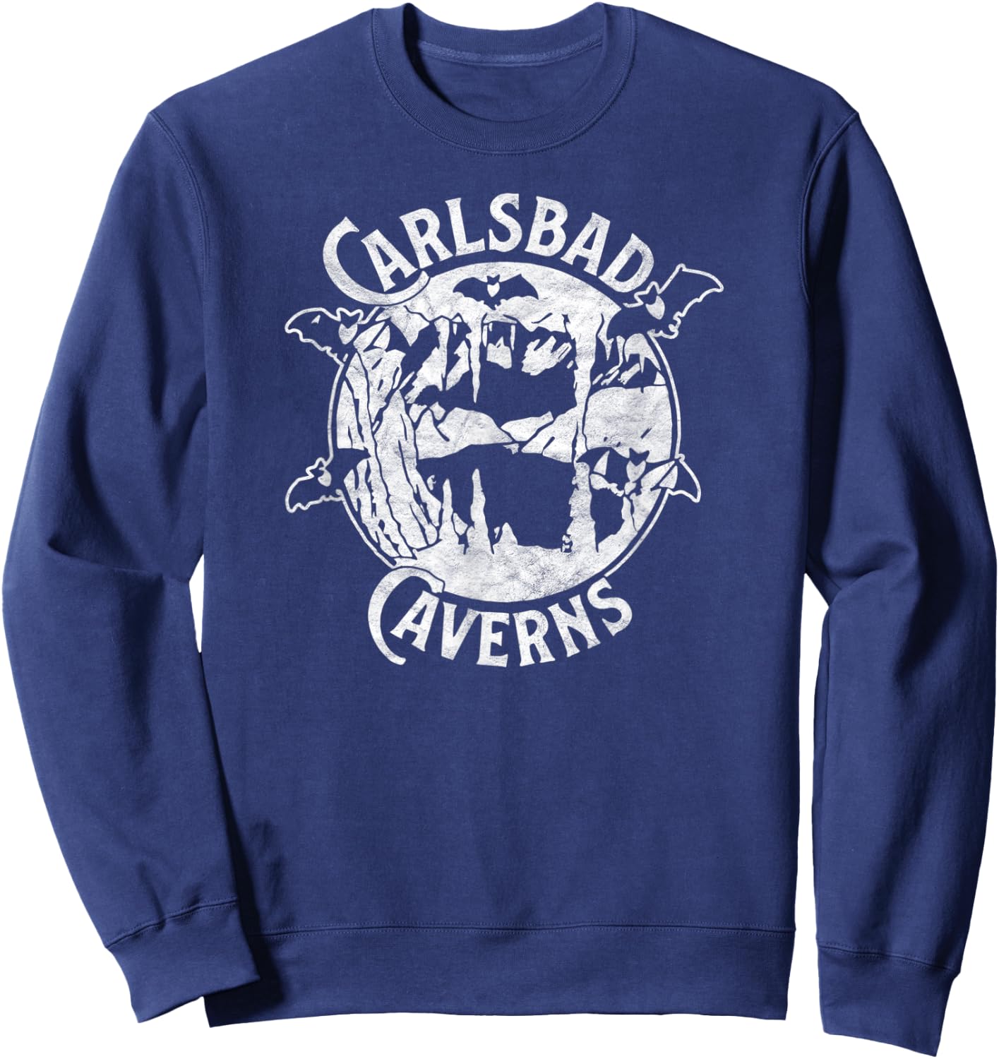 Carlsbad Caverns National Park Retro Cave & Bat Design Sweatshirt - Sweatshirt | Navy