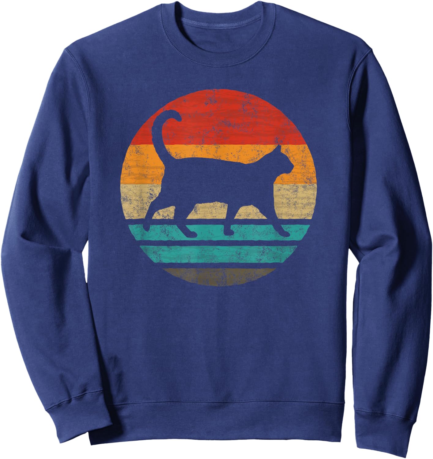 Cat Retro Style Vintage Sweatshirt - Sweatshirt | Navy