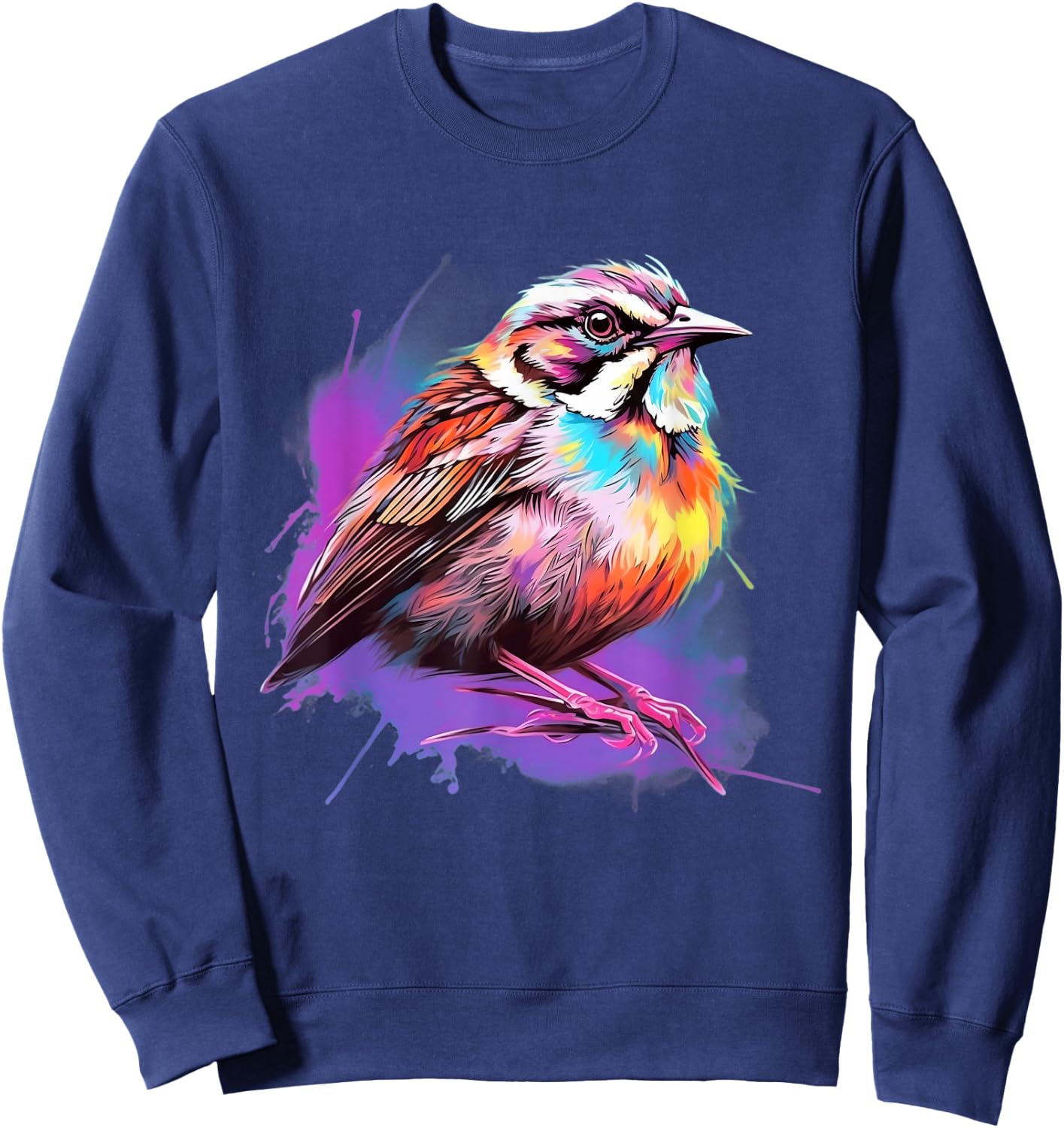 Vaporwave Aesthetic White Throated Sparrow Sweatshirt - Sweatshirt | Navy