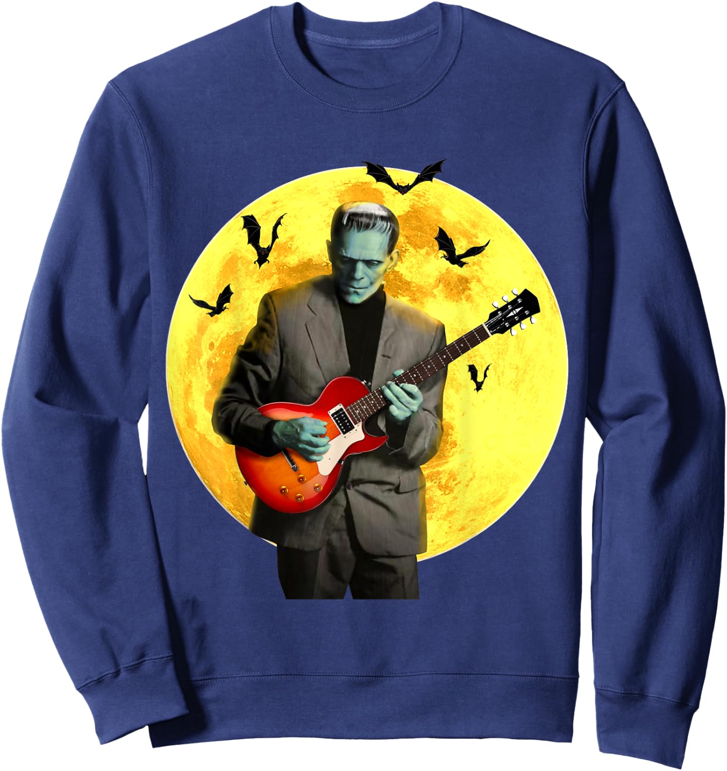 Frankenguitar Frankenstein Plays Electric Guitar Halloween Small Sweatshirt - Sweatshirt | Navy