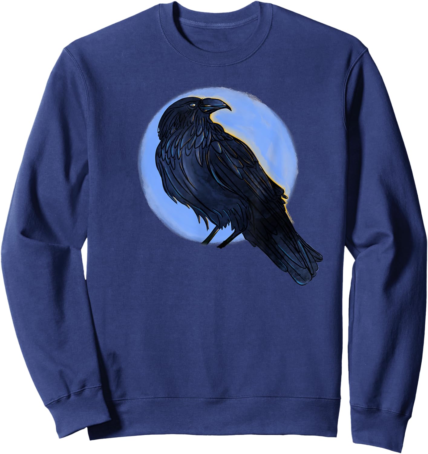 Cool Black Bird Drawing of a Raven, Crow or Black Bird Sweatshirt - Sweatshirt | Navy