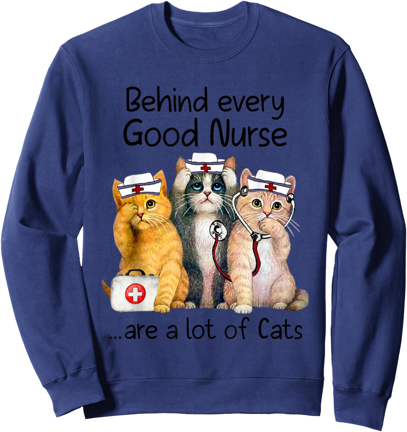 Gift Nurses Nursing Who Love Cats Apparel Sweatshirt - Sweatshirt | Navy
