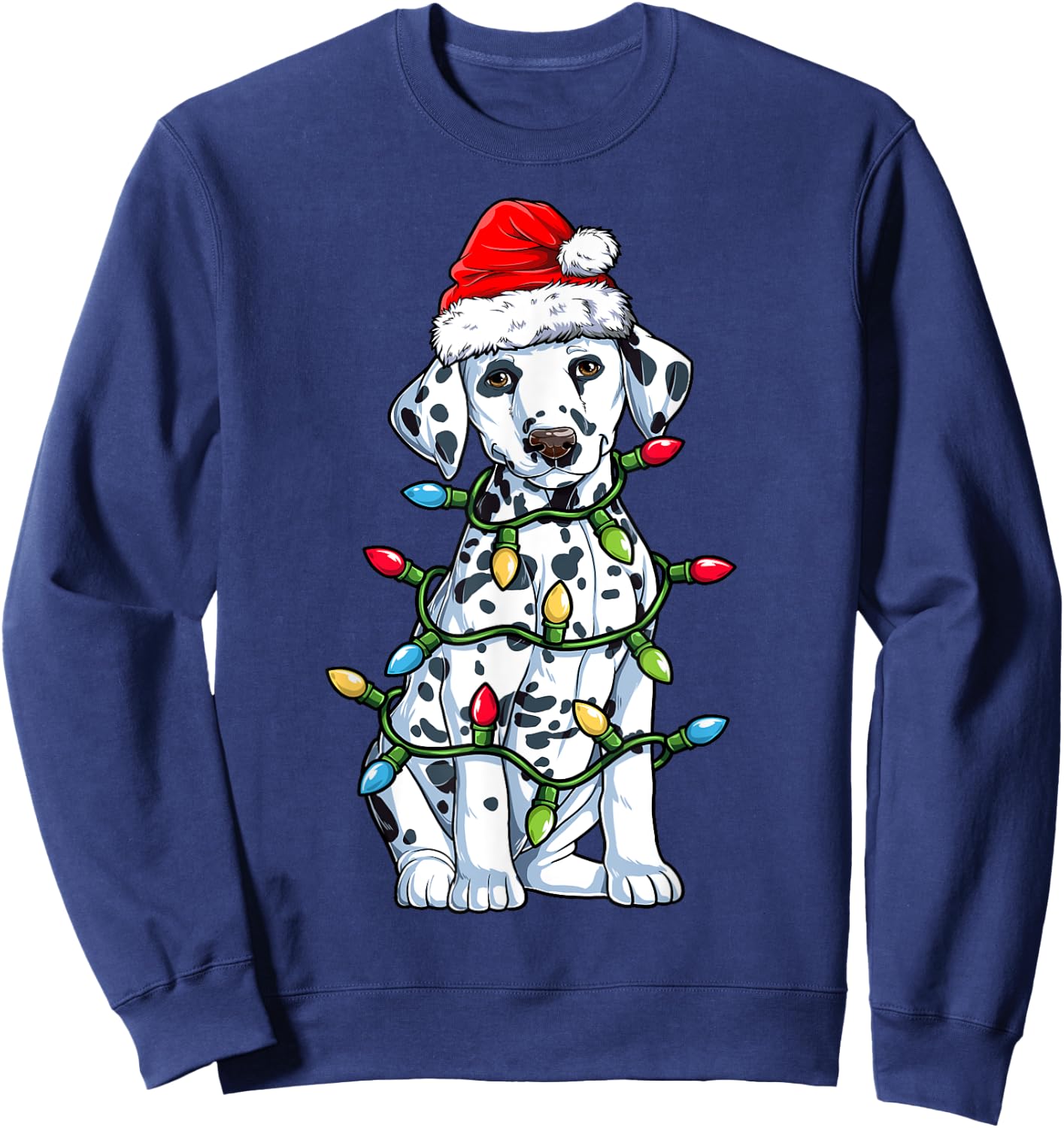 Dalmatian Santa Christmas Tree Lights Xmas Boys Dog Dogmas Sweatshirt - Sweatshirt | Navy