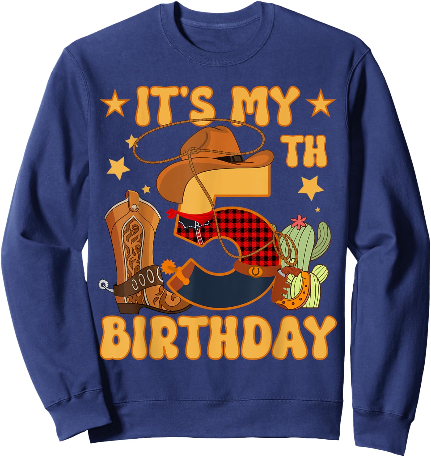 It's My 5th Birthday Cowboy Rodeo Horse 5 Year Old Bday Boy Sweatshirt - Sweatshirt | Navy