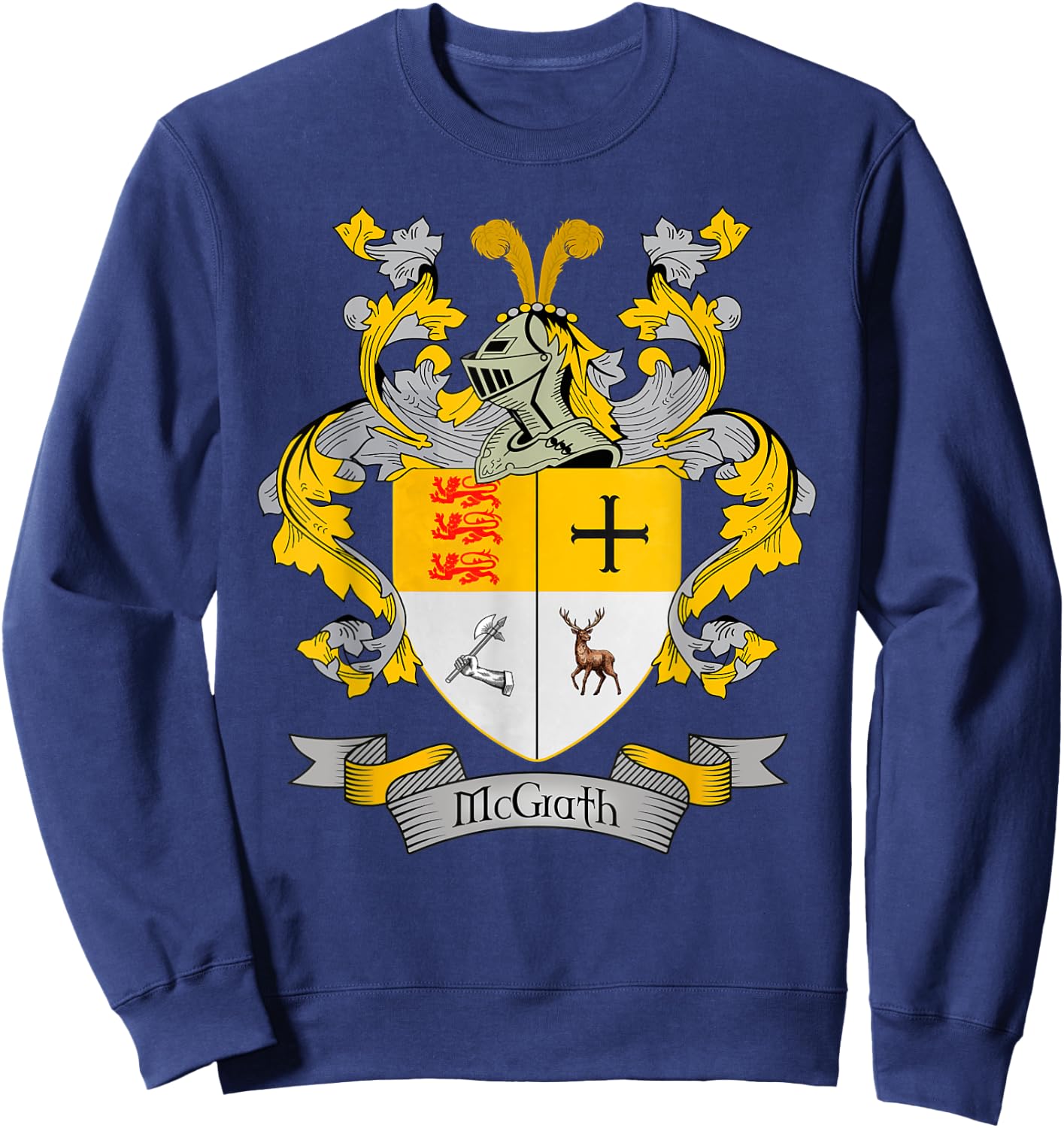 McGrath Coat of Arms | McGrath Surname Family Crest Sweatshirt - Sweatshirt | Navy