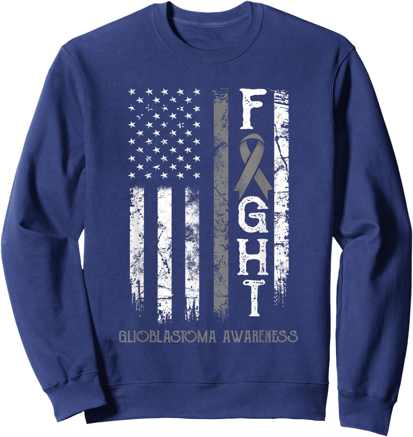 Glioblastoma Warrior US Flag Sweatshirt - Sweatshirt | Navy