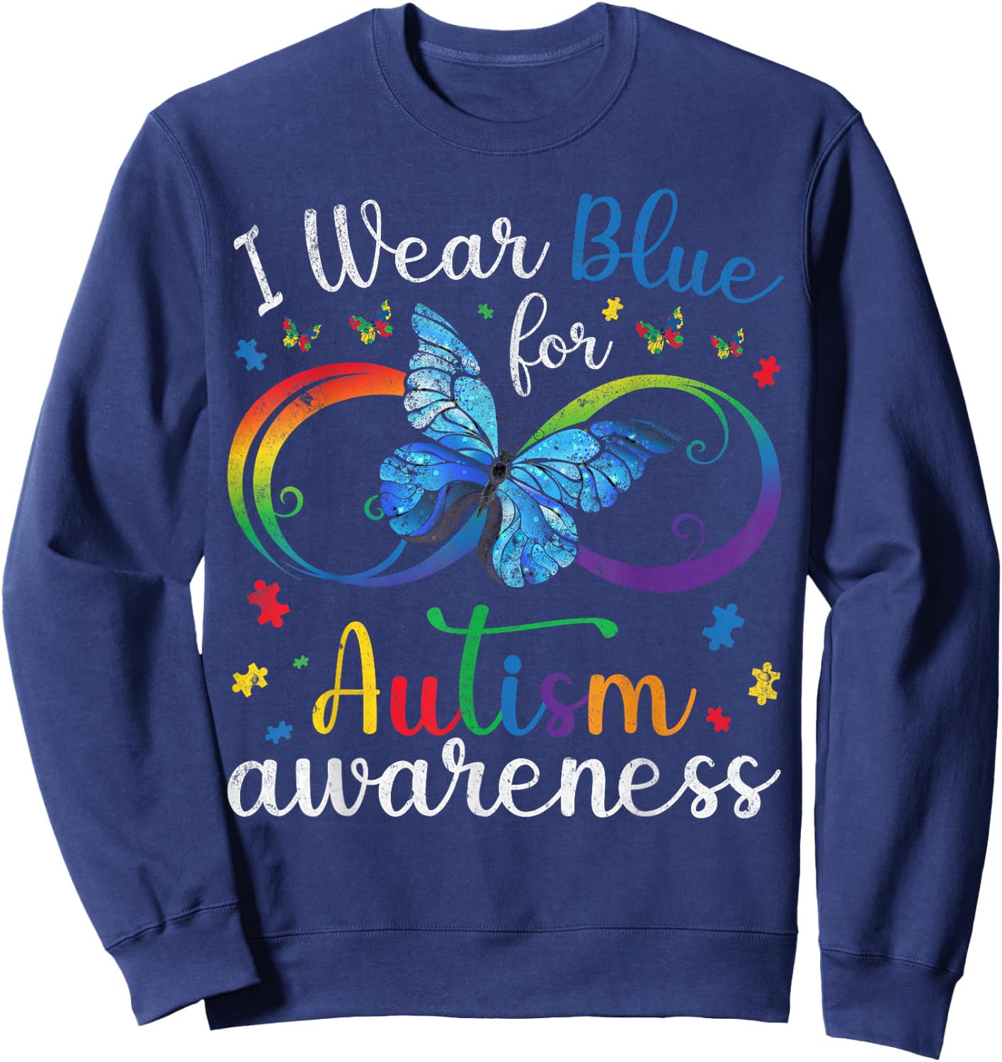 I Wear Blue For My Brother Autism Awareness Day Siblings Sweatshirt - Sweatshirt | Navy