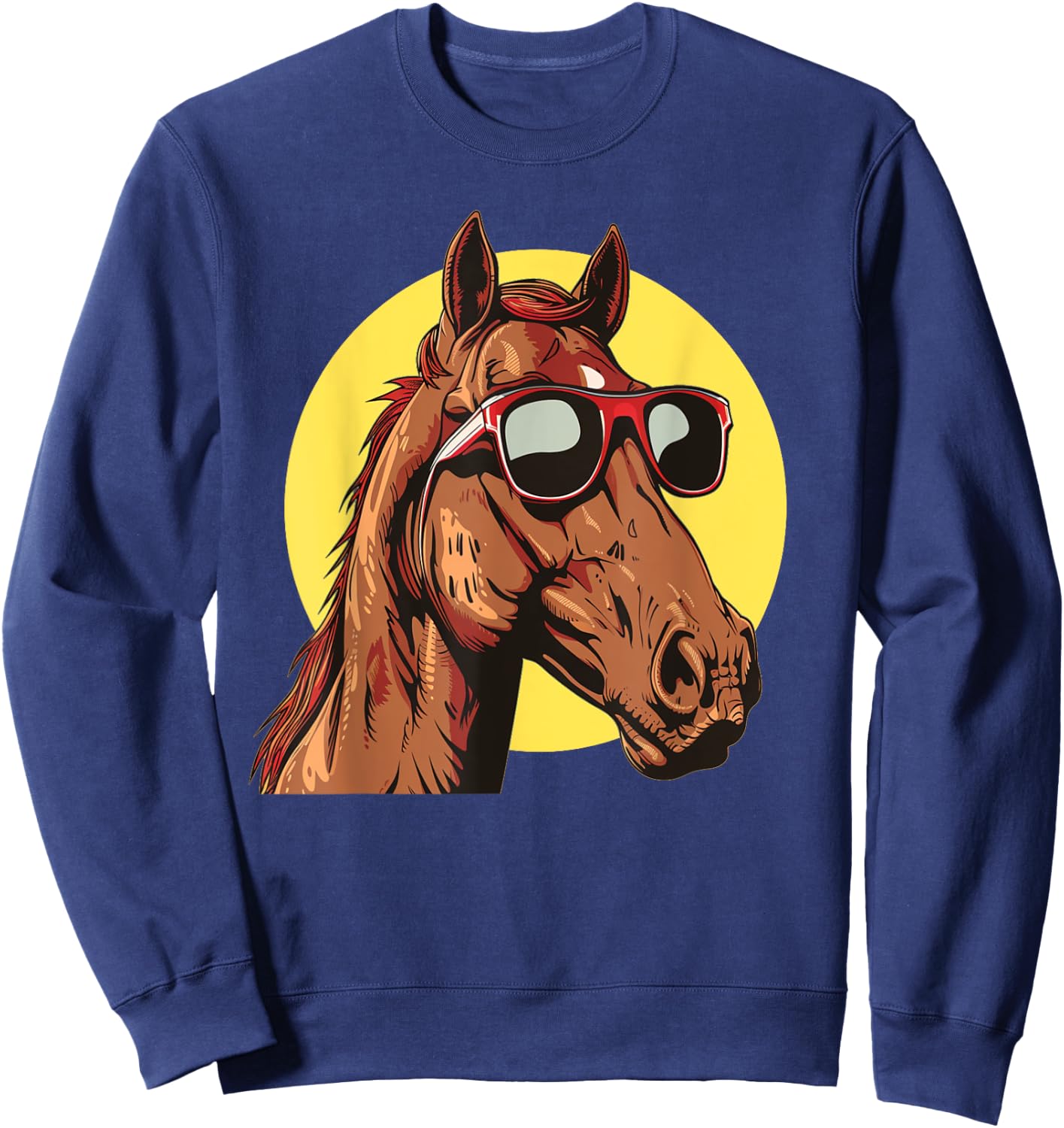 Awesome Horse Face with funny Sunglasses Costume Sweatshirt - Sweatshirt | Navy
