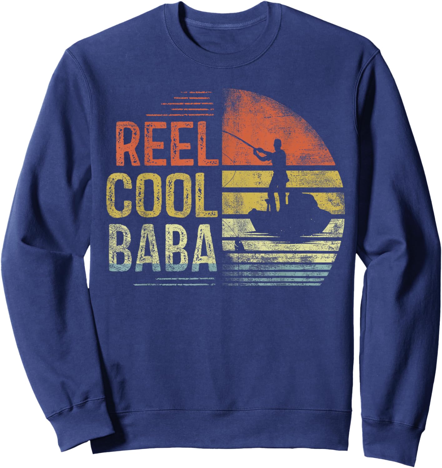 Reel Cool Baba Fishing Gifts Baba Birthday Vintage Sweatshirt - Sweatshirt | Navy