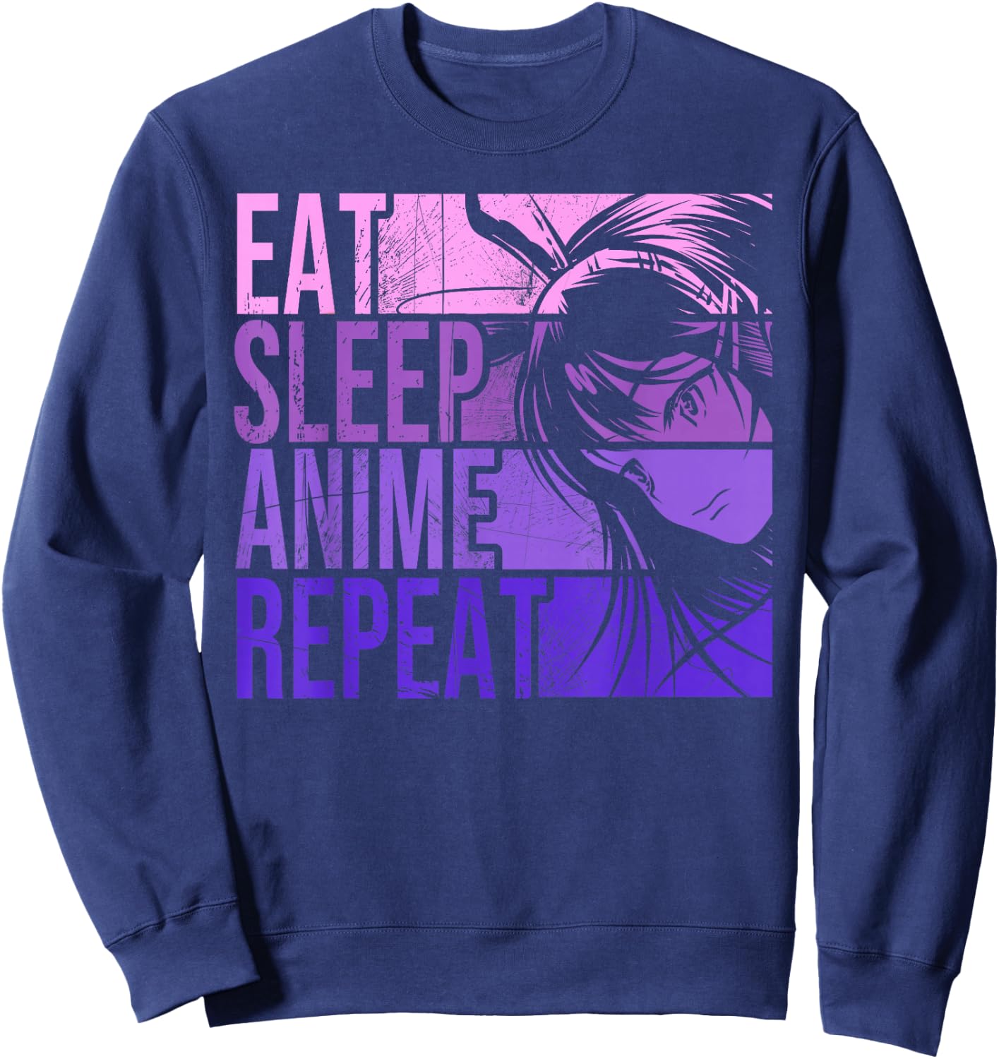 Eat Sleep Anime Repeat - Anime Lovers Gifts Idea Girls Sweatshirt - Sweatshirt | Navy