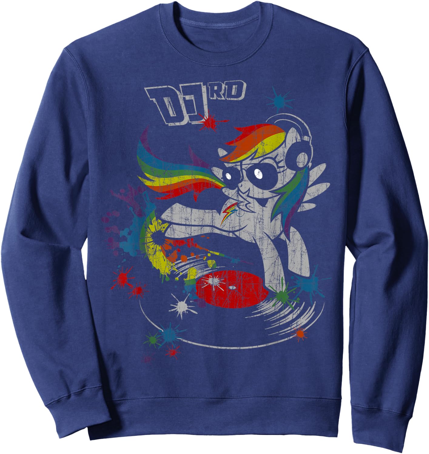 DJ RD Retro Rainbow Dash Fluttershy Rarity Sweatshirt - Sweatshirt | Navy