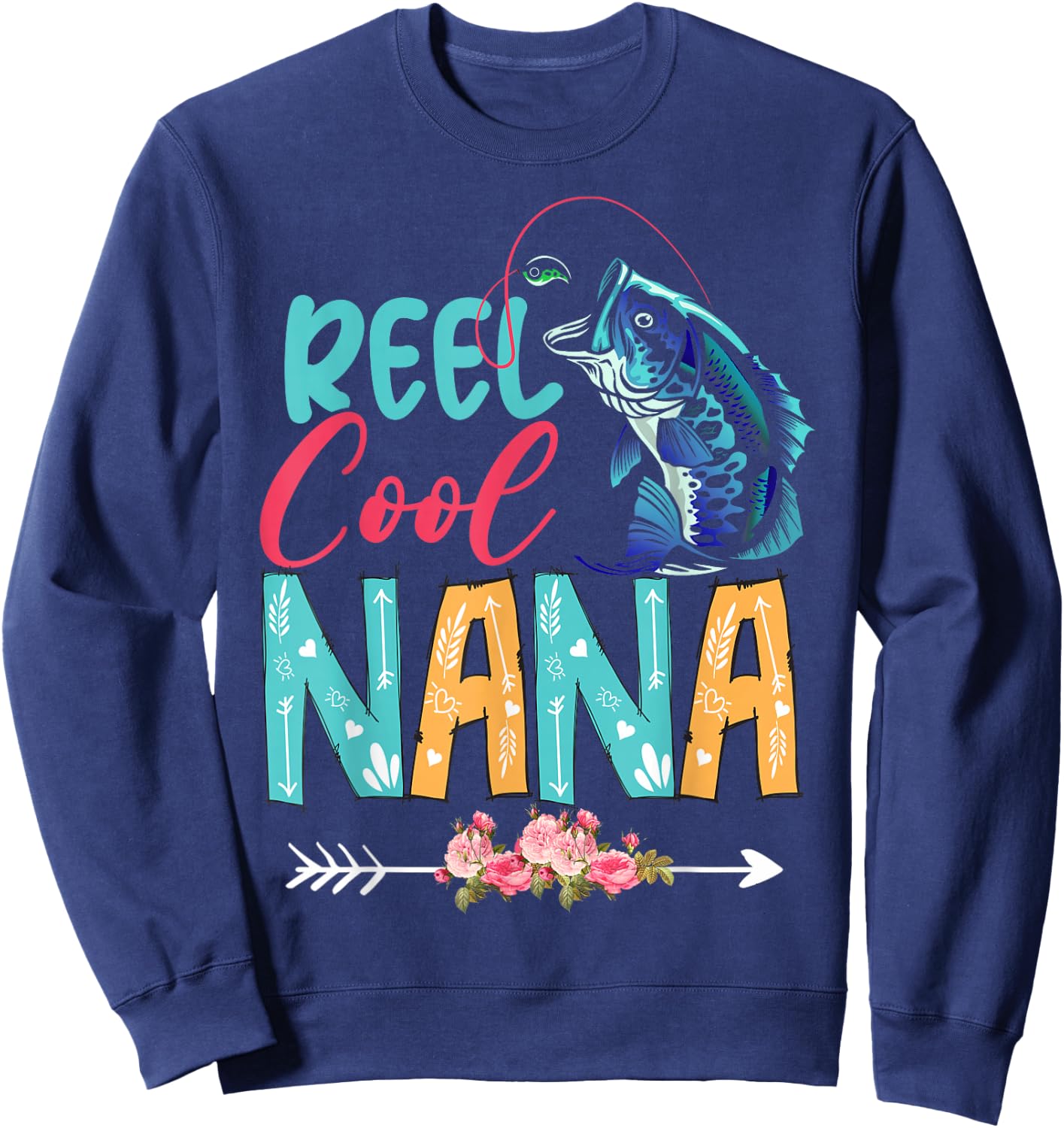 Funny Fishing Lover Happy Mother's Day Matching Proud Nana Sweatshirt - Sweatshirt | Navy