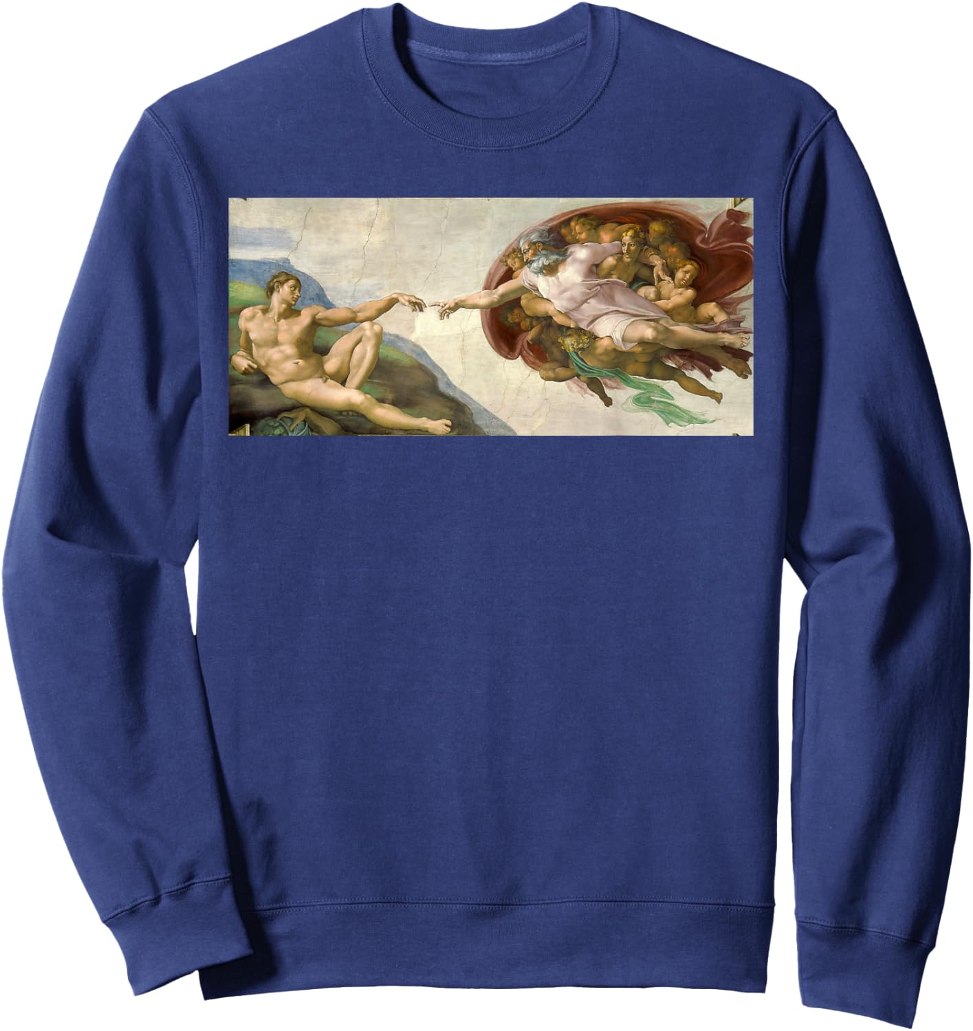 Michelangelo Creation of Adam Art Classic Painting Sweatshirt - Sweatshirt | Navy
