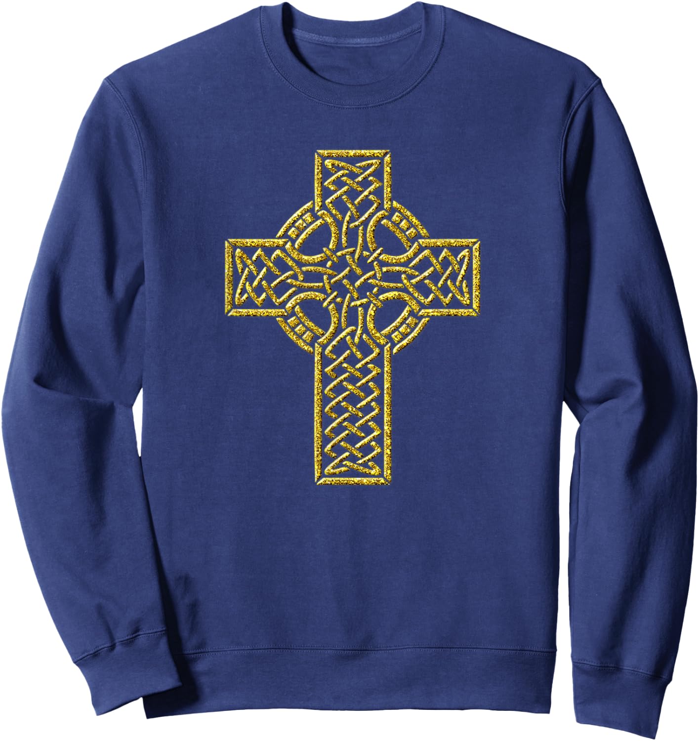 Christian Cross Vintage Golden Retro Faith Symbol Sweatshirt - Sweatshirt | Navy