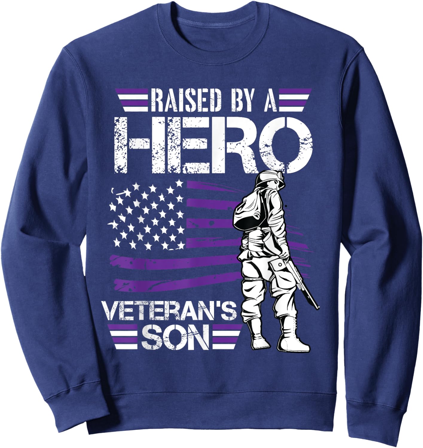 Veteran Son Month Of The Military Child Army Soldier Kids Sweatshirt - Sweatshirt | Navy