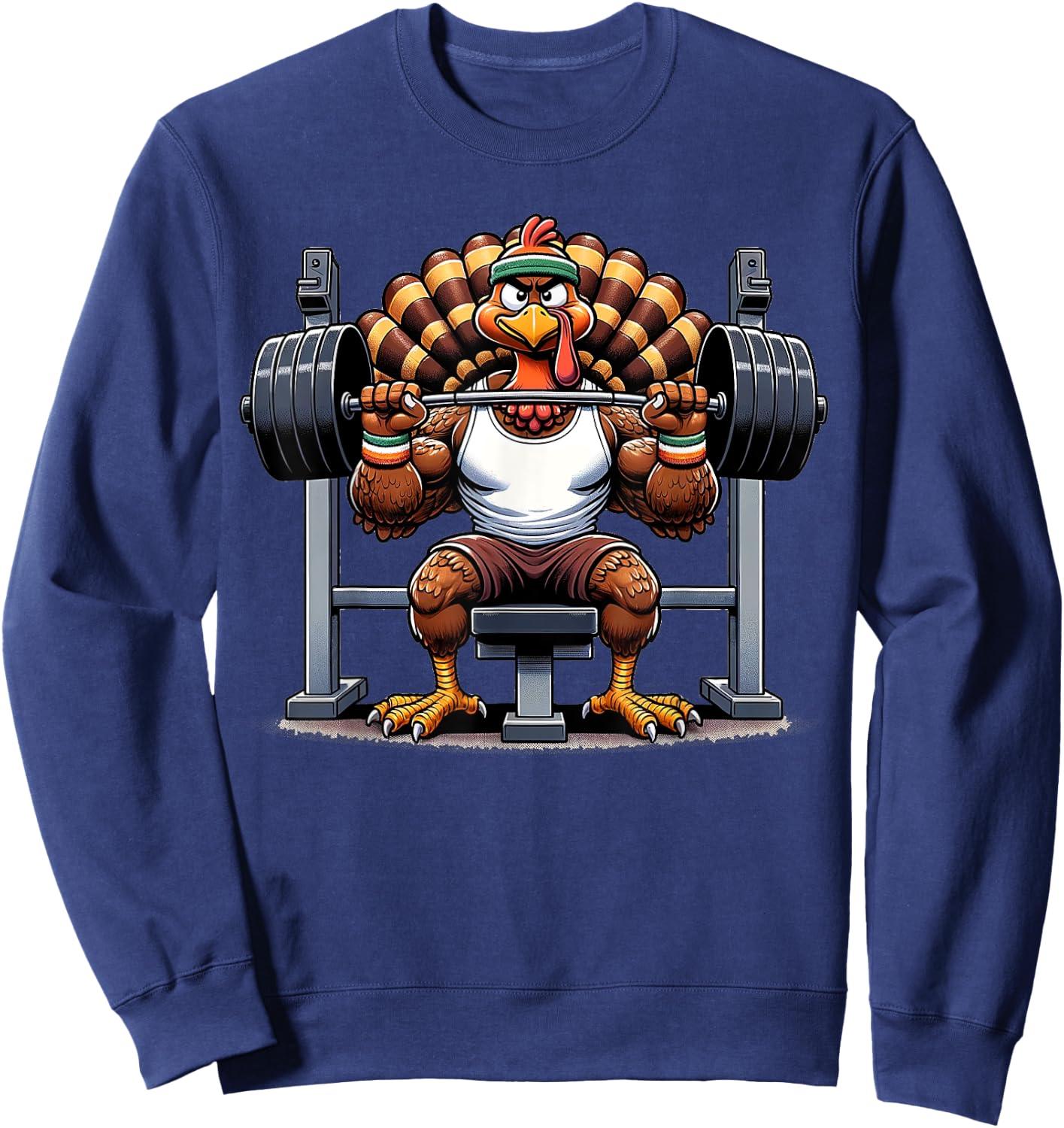 Turkey Weightlifting Thanksgiving Gym for FunnyWorkout Wear Sweatshirt - Sweatshirt | Navy