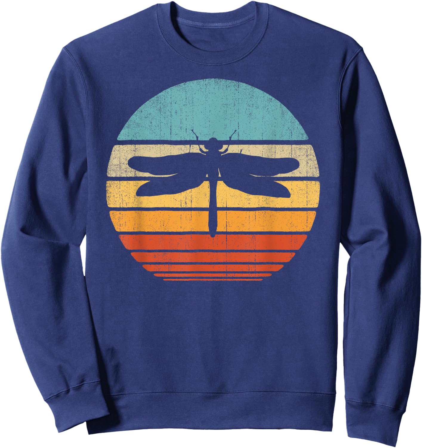 Dragonfly Retro Vintage 60s 70s Sunset Bug Insect Men Women Sweatshirt - Sweatshirt | Navy