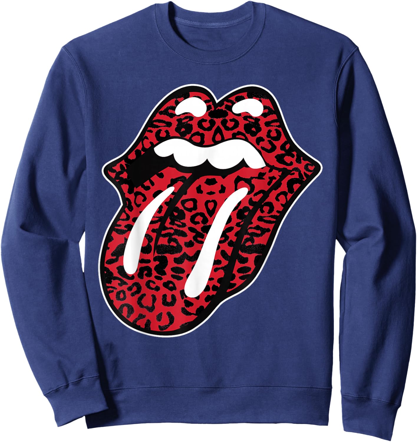 Official Rolling Stones Leopard Tongue Red Sweatshirt - Sweatshirt | Navy