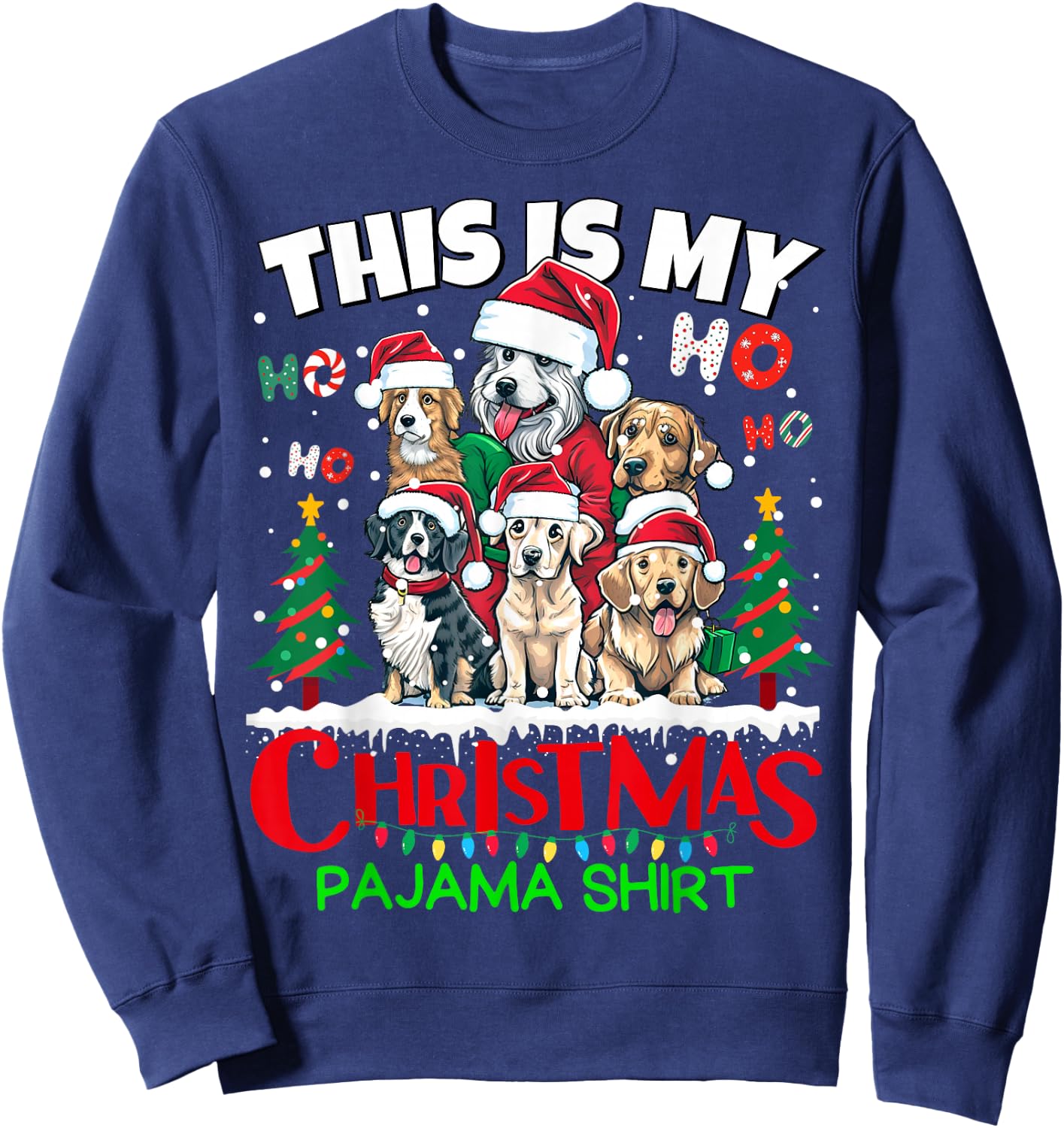This is my Christmas Pajama shirt Puppy Dogs Santa for Kids Sweatshirt - Sweatshirt | Navy