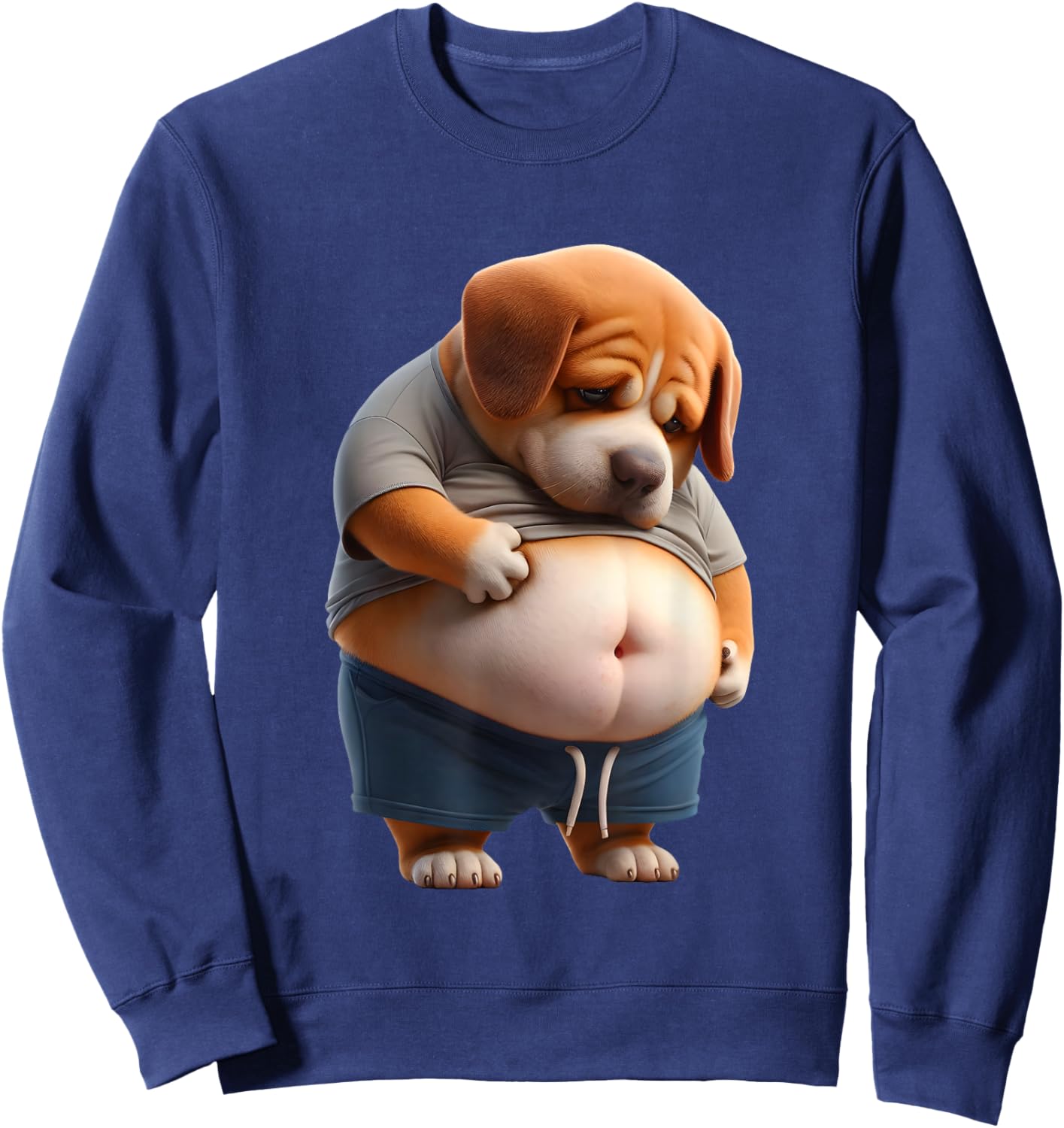 Funny Fat Dog Chubby Chonk Dog Design Canine Dog Lovers Sweatshirt - Sweatshirt | Navy