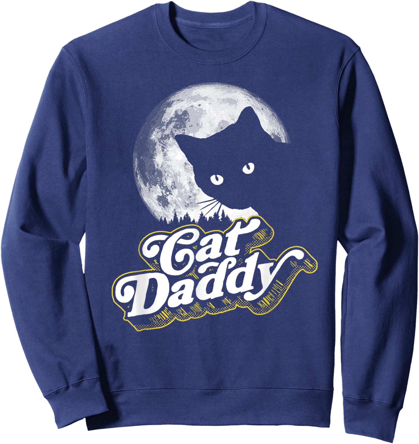 Cat Daddy Vintage Eighties Style Cat Retro Full Moon Women Kids Sweatshirt - Sweatshirt | Navy