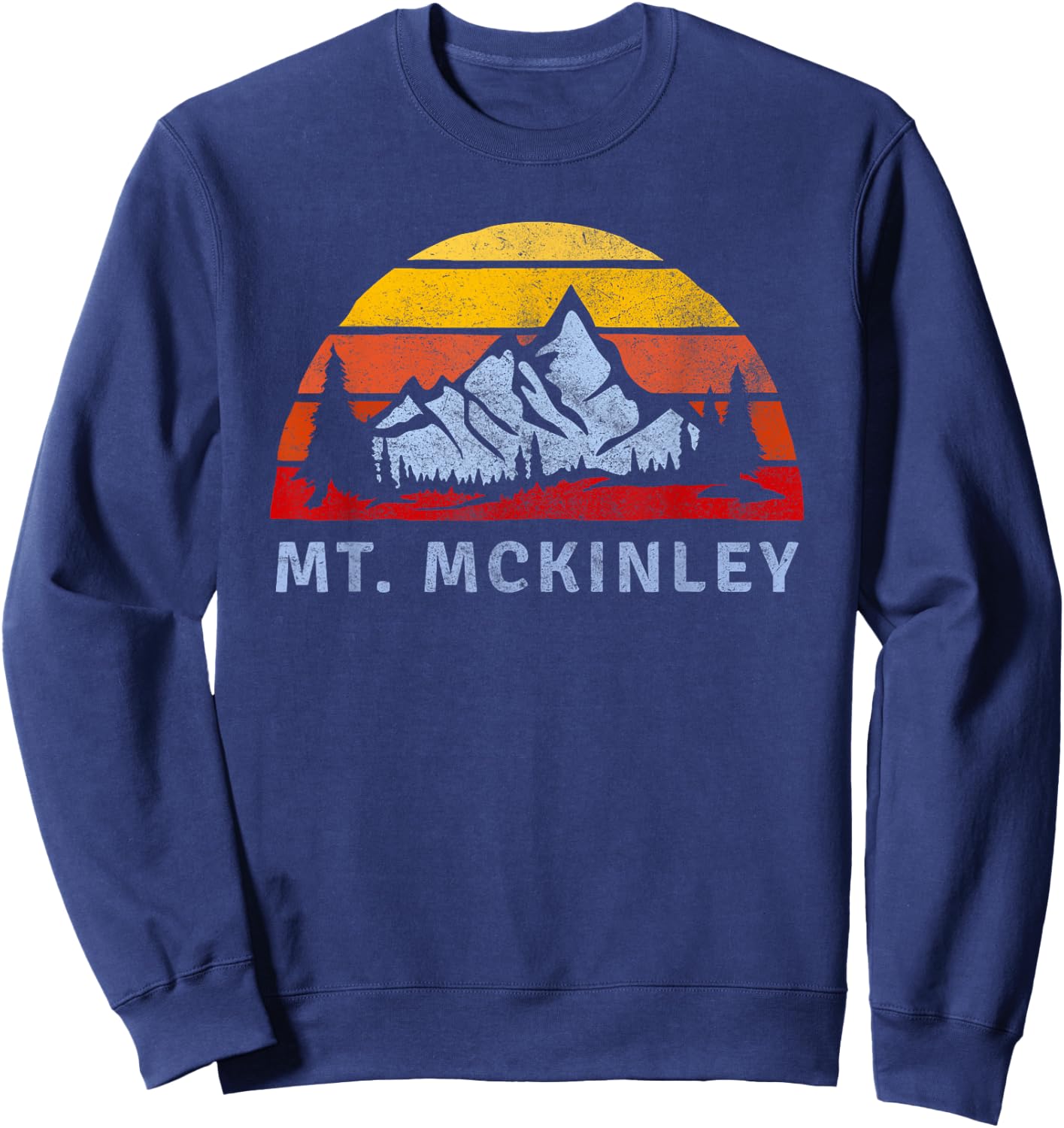 Mt. McKinley Retro Mountain Sunset design Sweatshirt - Sweatshirt | Navy