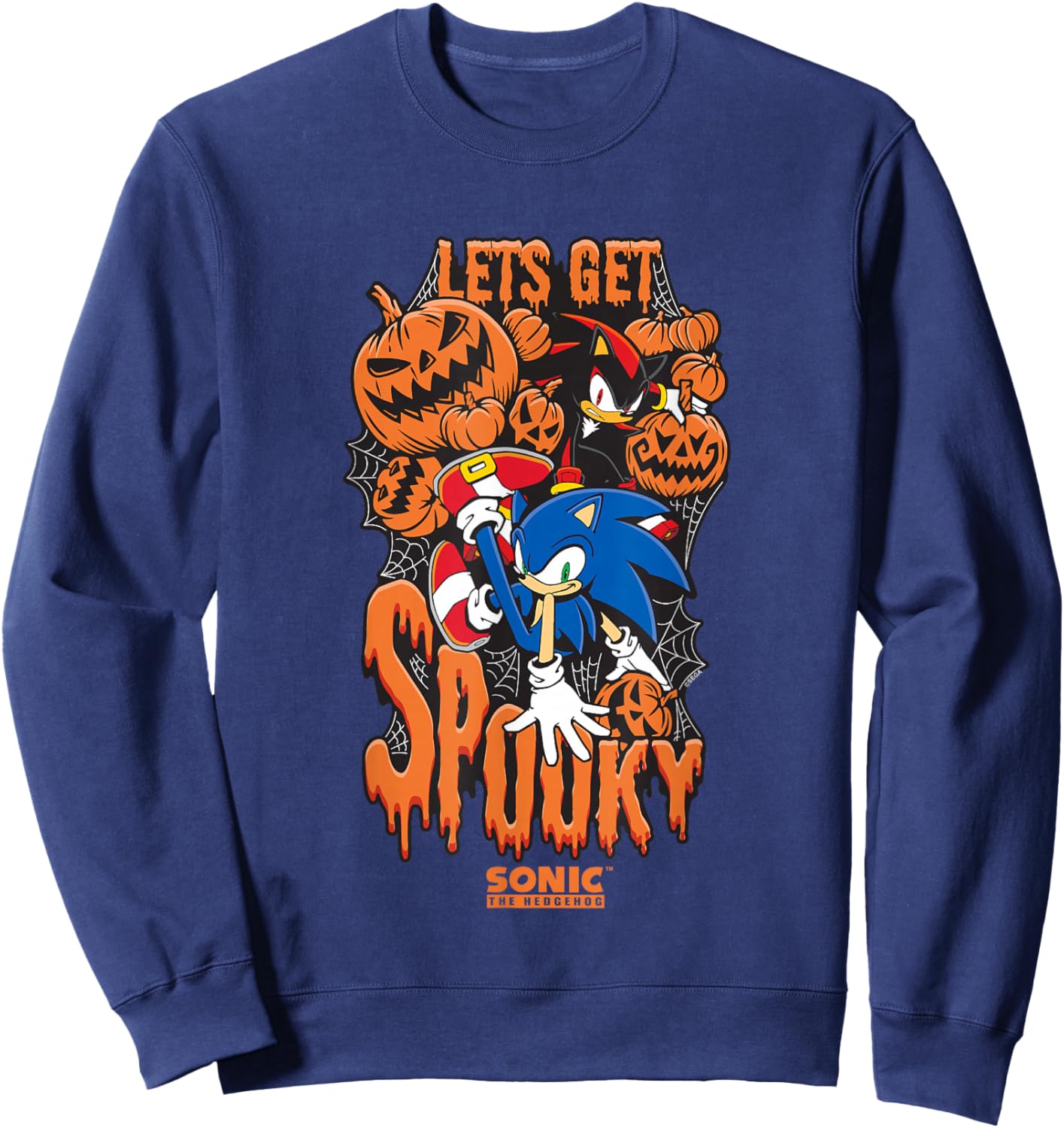 Sonic The Hedgehog Halloween Let's Get Spooky Sonic & Shadow Sweatshirt - Sweatshirt | Navy