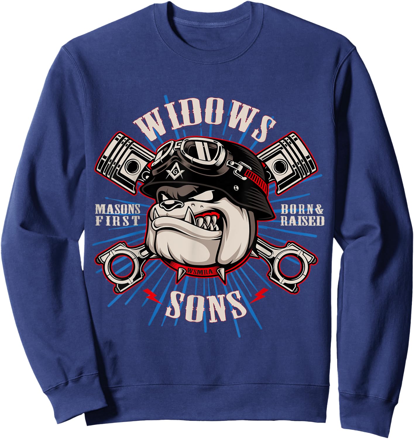 Bulldog Widows Sons Masonic Men Women Sweatshirt - Sweatshirt | Navy