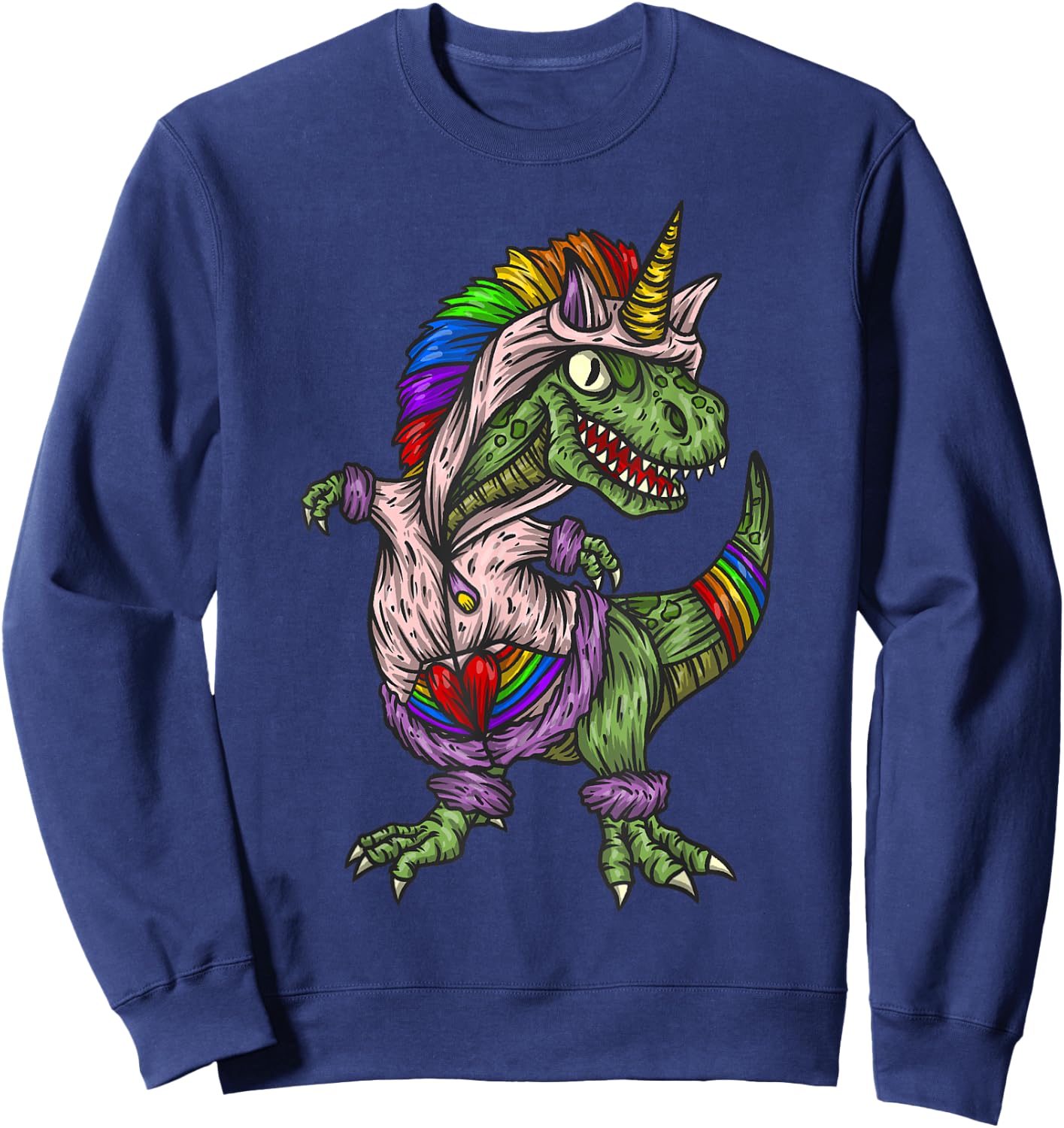 Majestic Unicornasaurus T Rex Dinosaur Unicorn Girls Boys Sweatshirt - Sweatshirt | Navy