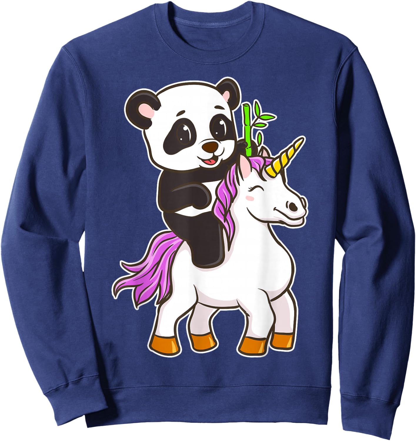 Panda Riding Unicorn Cute Magical Animals Sweatshirt - Sweatshirt | Navy