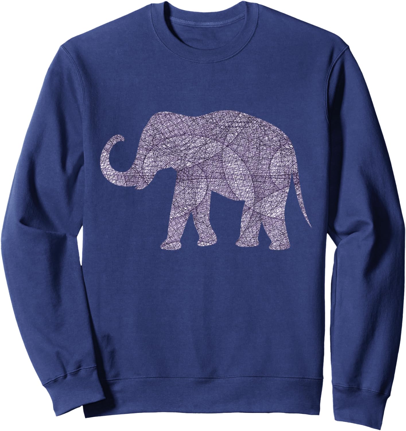 Purple Elephant Geometric Trunk Up Graphic Design Apparel Sweatshirt - Sweatshirt | Navy