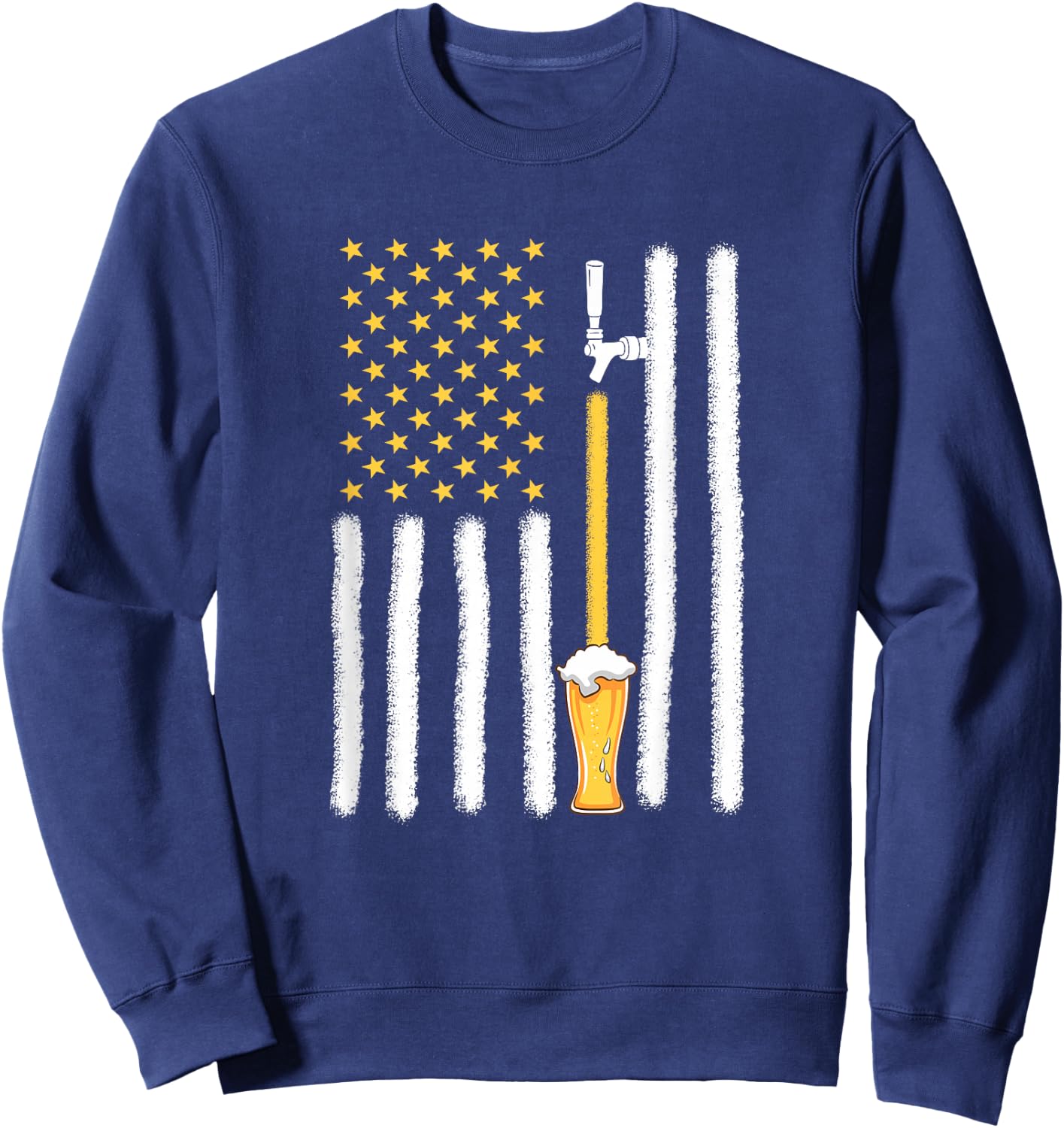 Craft Beer American Flag USA 4th July Brewery Sweatshirt - Sweatshirt | Navy