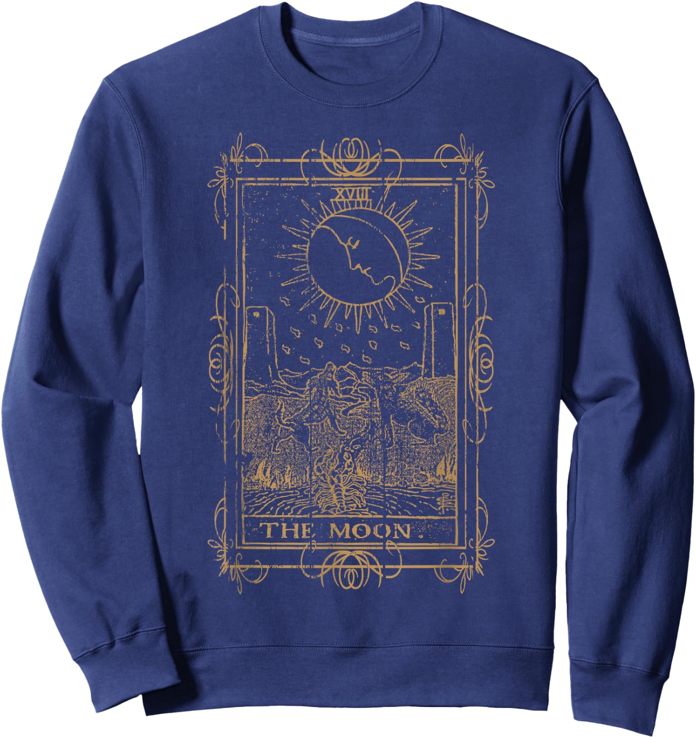 Goth Clothing Tarot Card The Moon Witchy Occult Clothes Sweatshirt - Sweatshirt | Navy