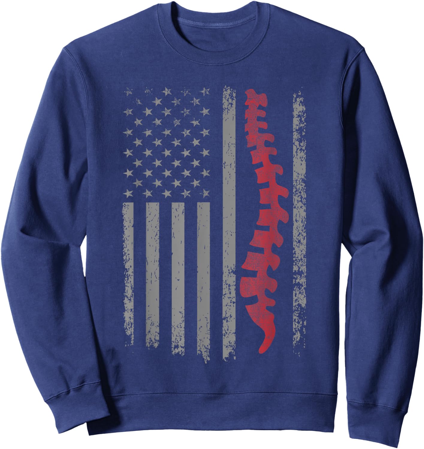Vintage Distressed Spine Use Flag. Orthopedic Spine Nurse Sweatshirt - Sweatshirt | Navy