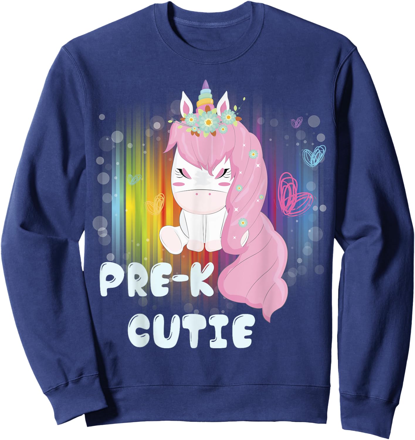 First Day of PreSchool Unicorn Back to School Girls Kids Sweatshirt - Sweatshirt | Navy