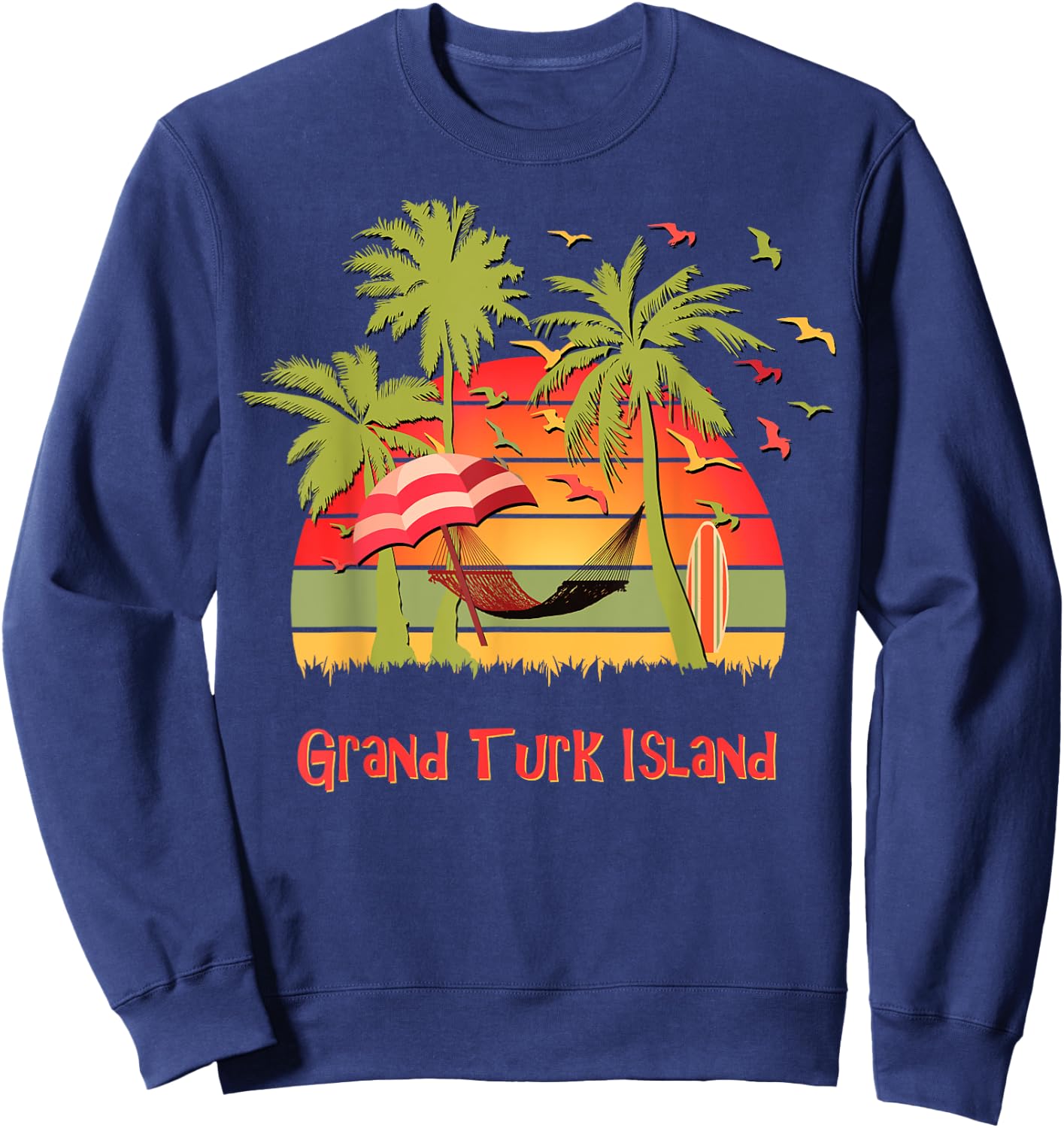 Grand Turk Island Tropical Beach Hammock Sunset Women Kids Sweatshirt - Sweatshirt | Navy