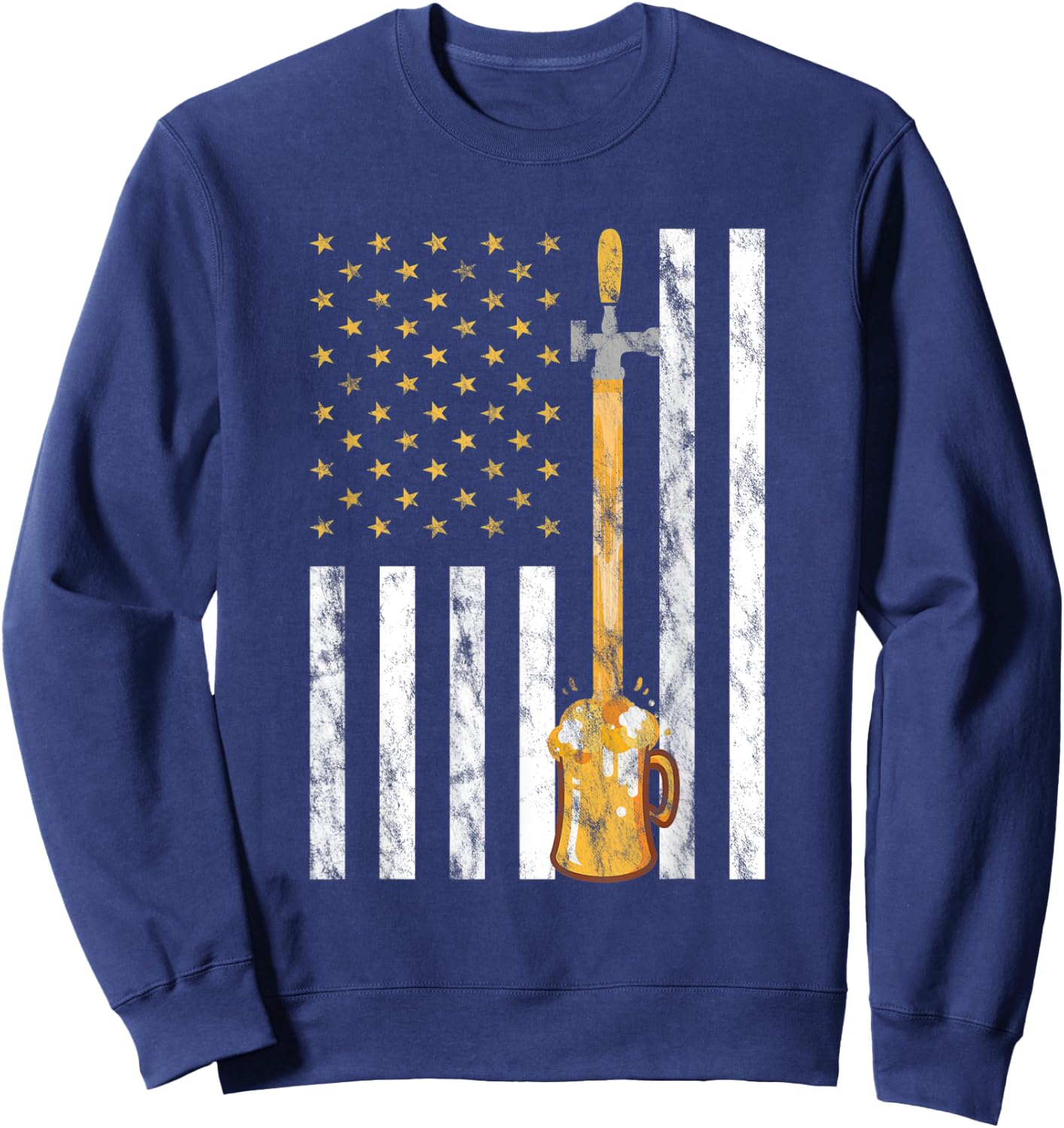 Craft Beer American Flag - USA 4th July Brewery Men Sweatshirt - Sweatshirt | Navy
