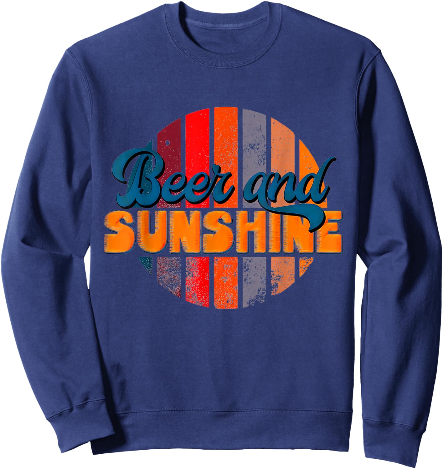 Funny Summer Vacation Beers and Sunshine Retro Beach Sweatshirt - Sweatshirt | Navy
