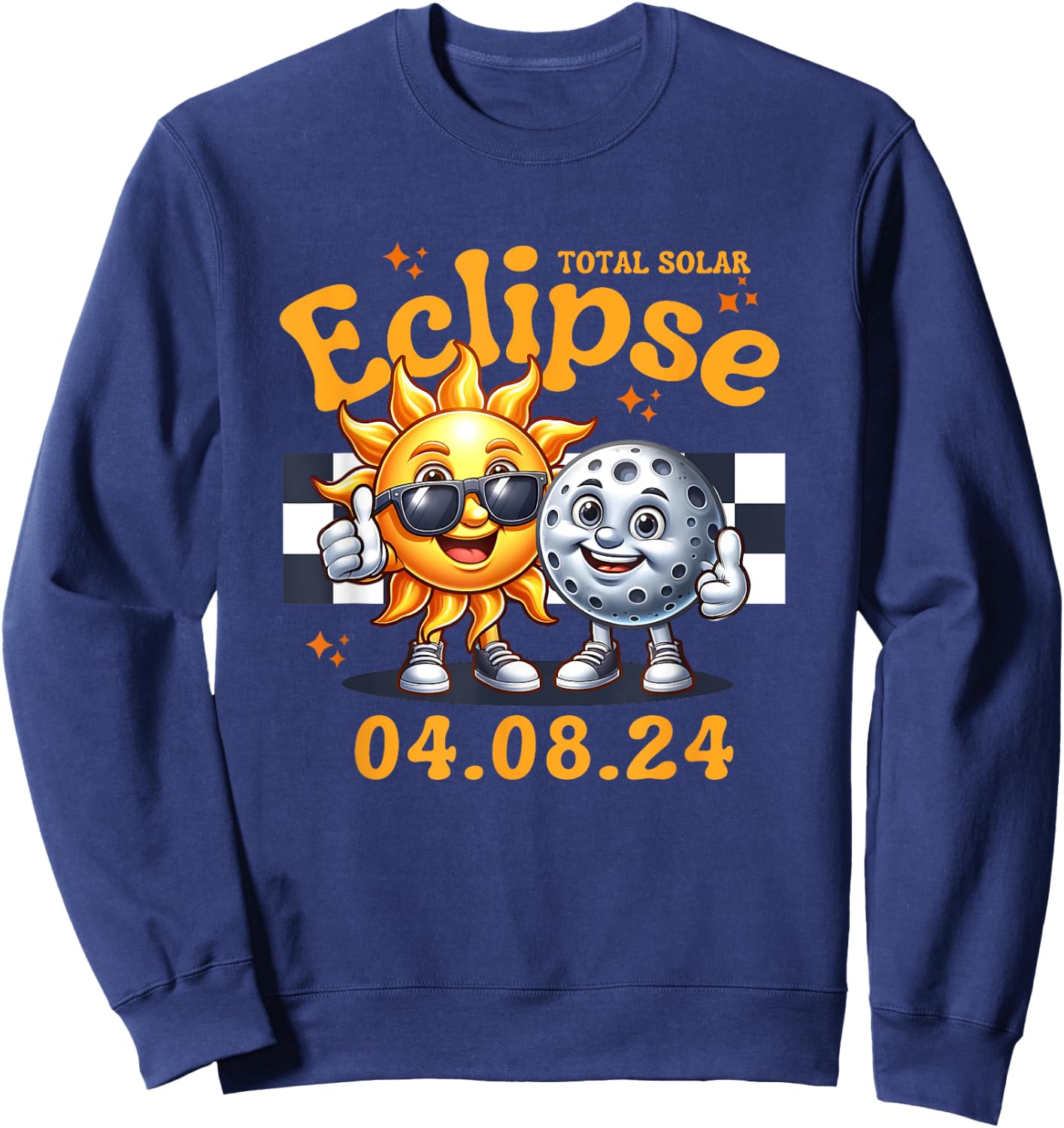 Total Solar Eclipse 04.08.24 Sun Moon Thumbs Up Funny Pals Sweatshirt - Sweatshirt | Navy