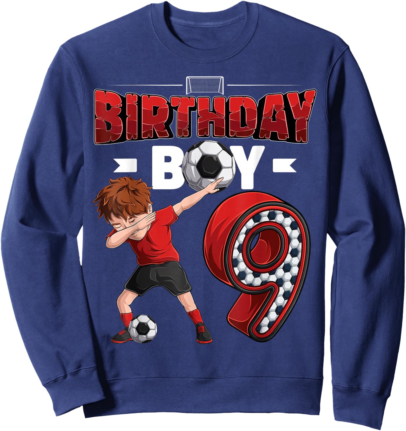 Dabbing boy 9 Year Old Soccer Player 9th Birthday Party Sweatshirt - Sweatshirt | Navy