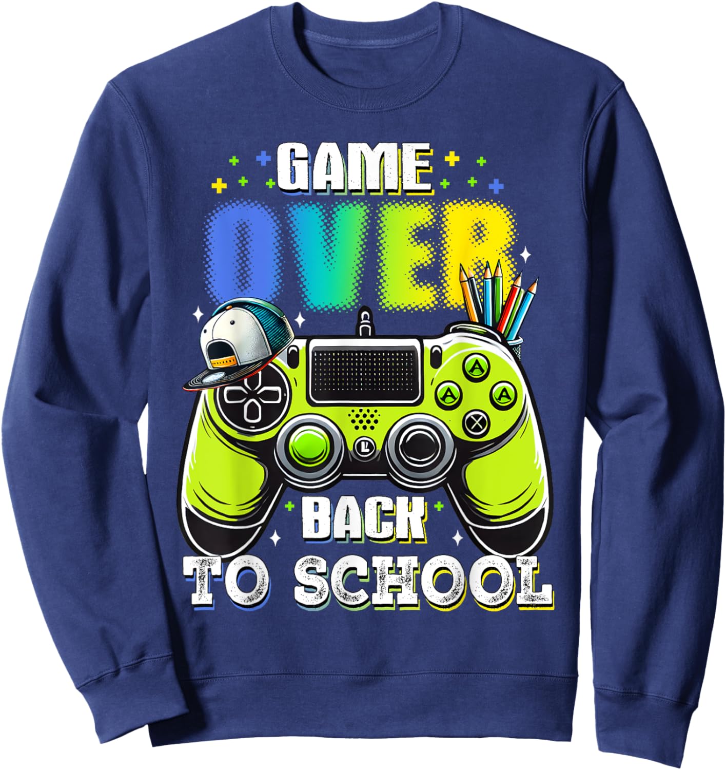 Back To School For Boy Kids Game Over Back To School Funny Sweatshirt - Sweatshirt | Navy
