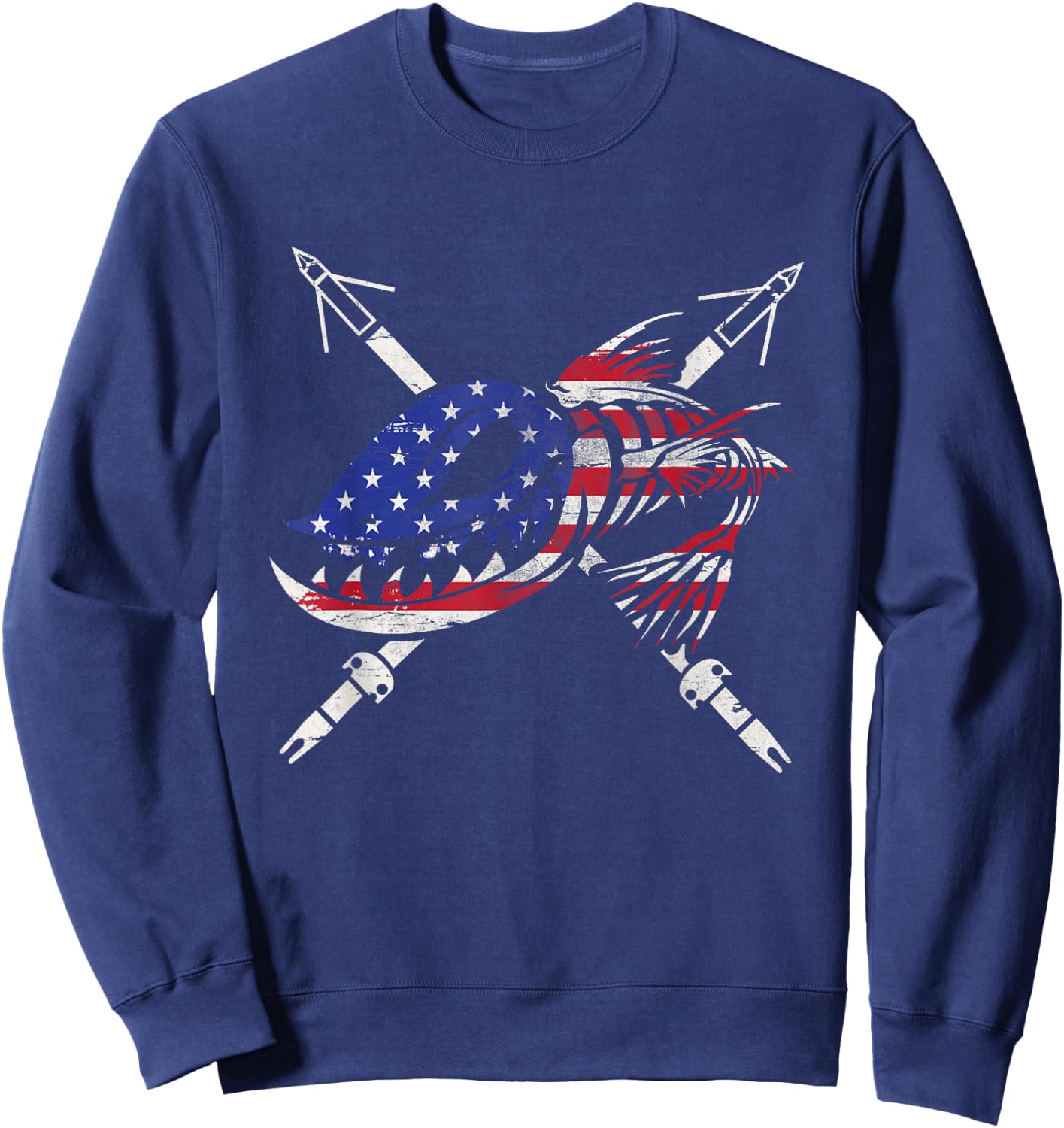 Bowfishing freedom flag USA vintage Great Gift Sweatshirt - Sweatshirt | Navy