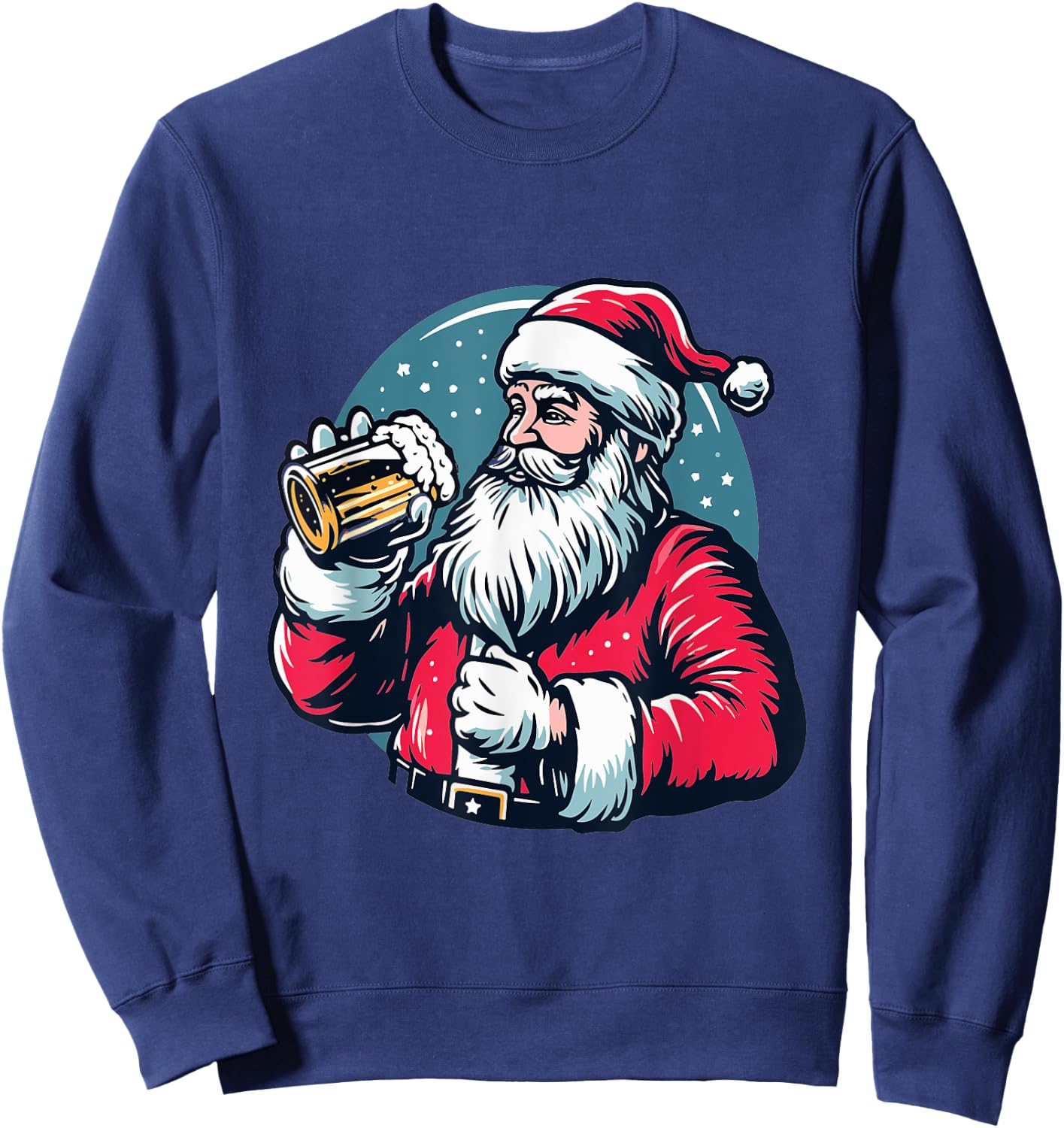 Funny Christmas Santa Claus Drinking Beer Men Women Xmas Sweatshirt - Sweatshirt | Navy