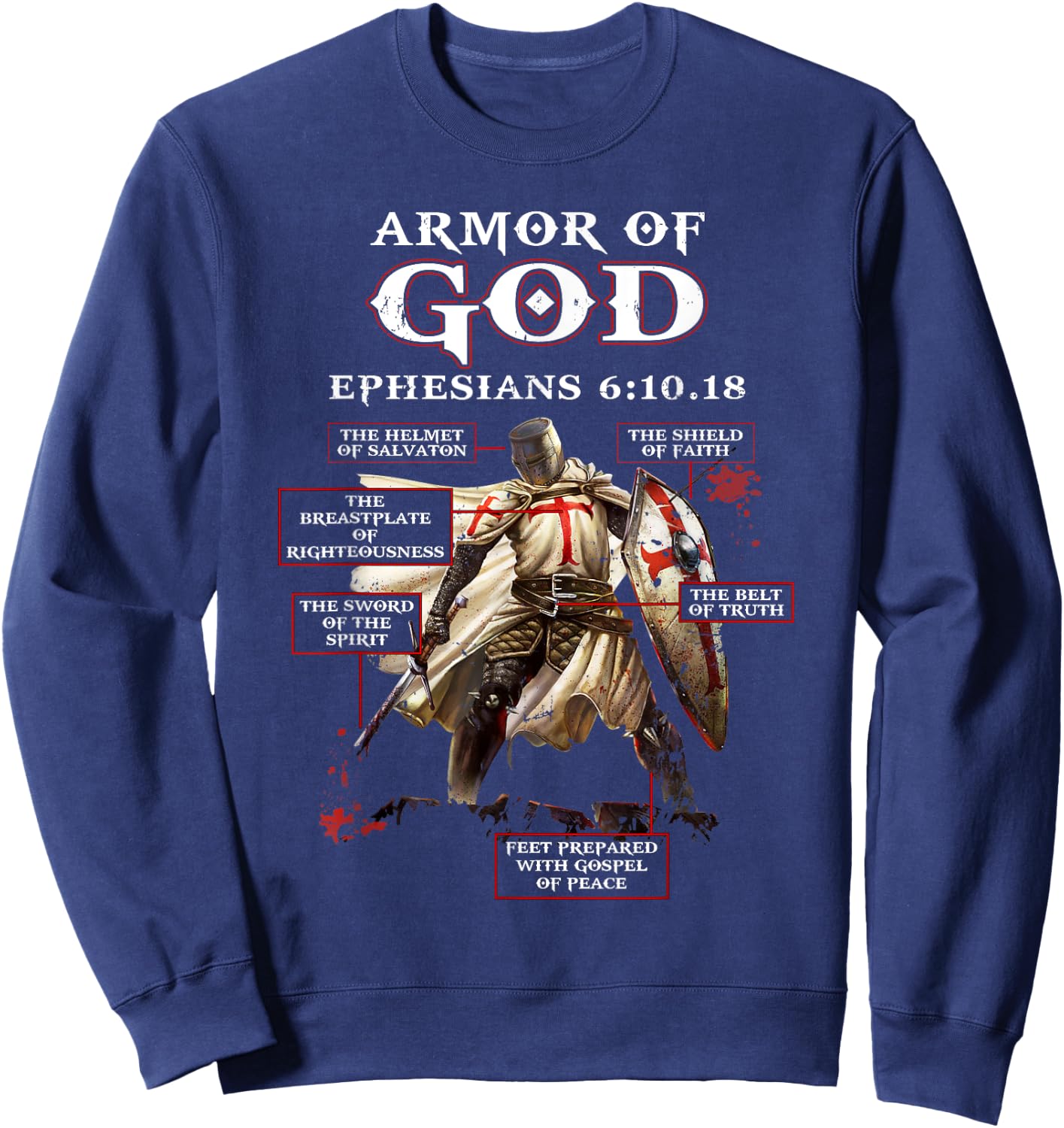 Armor Of God Knight Templar Sweatshirt - Sweatshirt | Navy