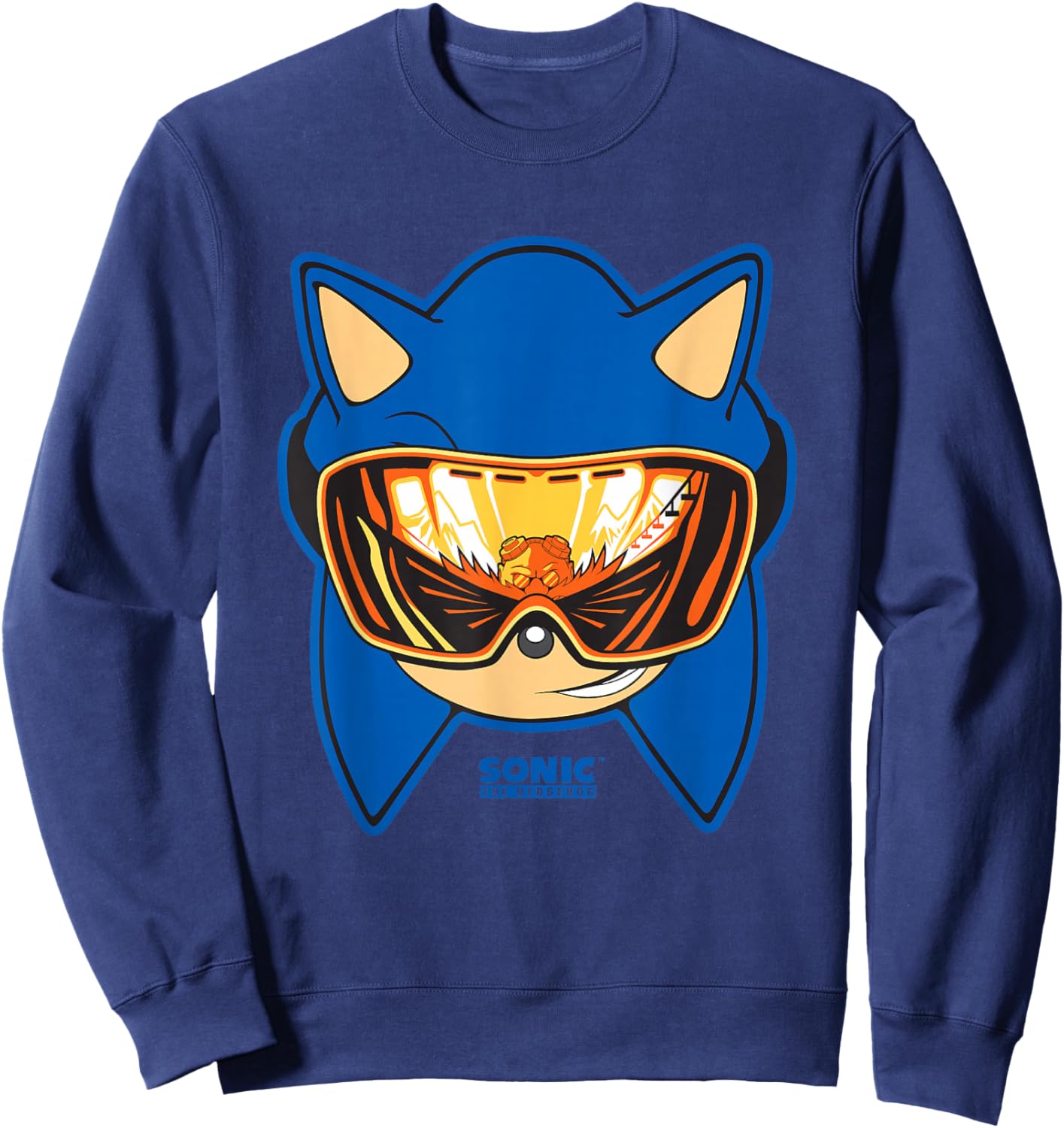 Sonic The Hedgehog Snowboarding Visor Cool Face Shot Sweatshirt - Sweatshirt | Navy