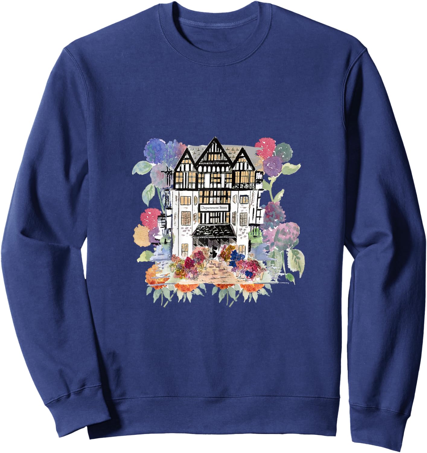 Liberty of London Inspired Shop Window Flowers Tourist Sweatshirt - Sweatshirt | Navy