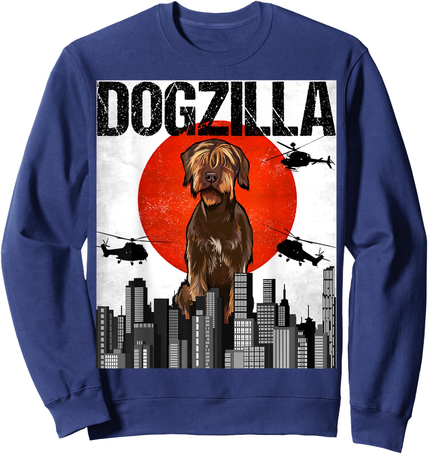 Funny Vintage Japanese Dogzilla Wirehaired Pointing Griffon Sweatshirt - Sweatshirt | Navy