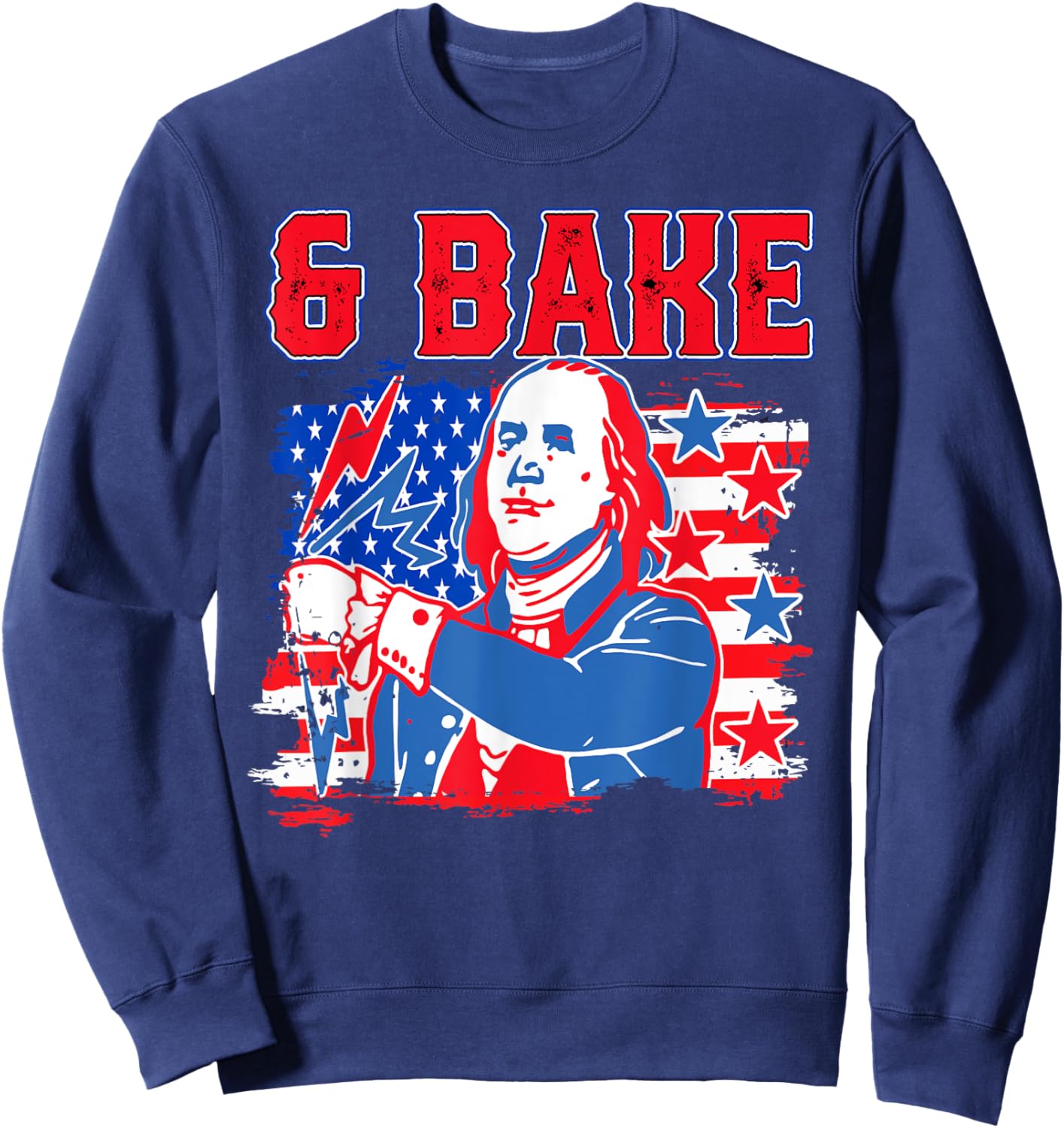 Shake & Bake 4th Of July George Washington Benjamin Franklin Sweatshirt - Sweatshirt | Navy