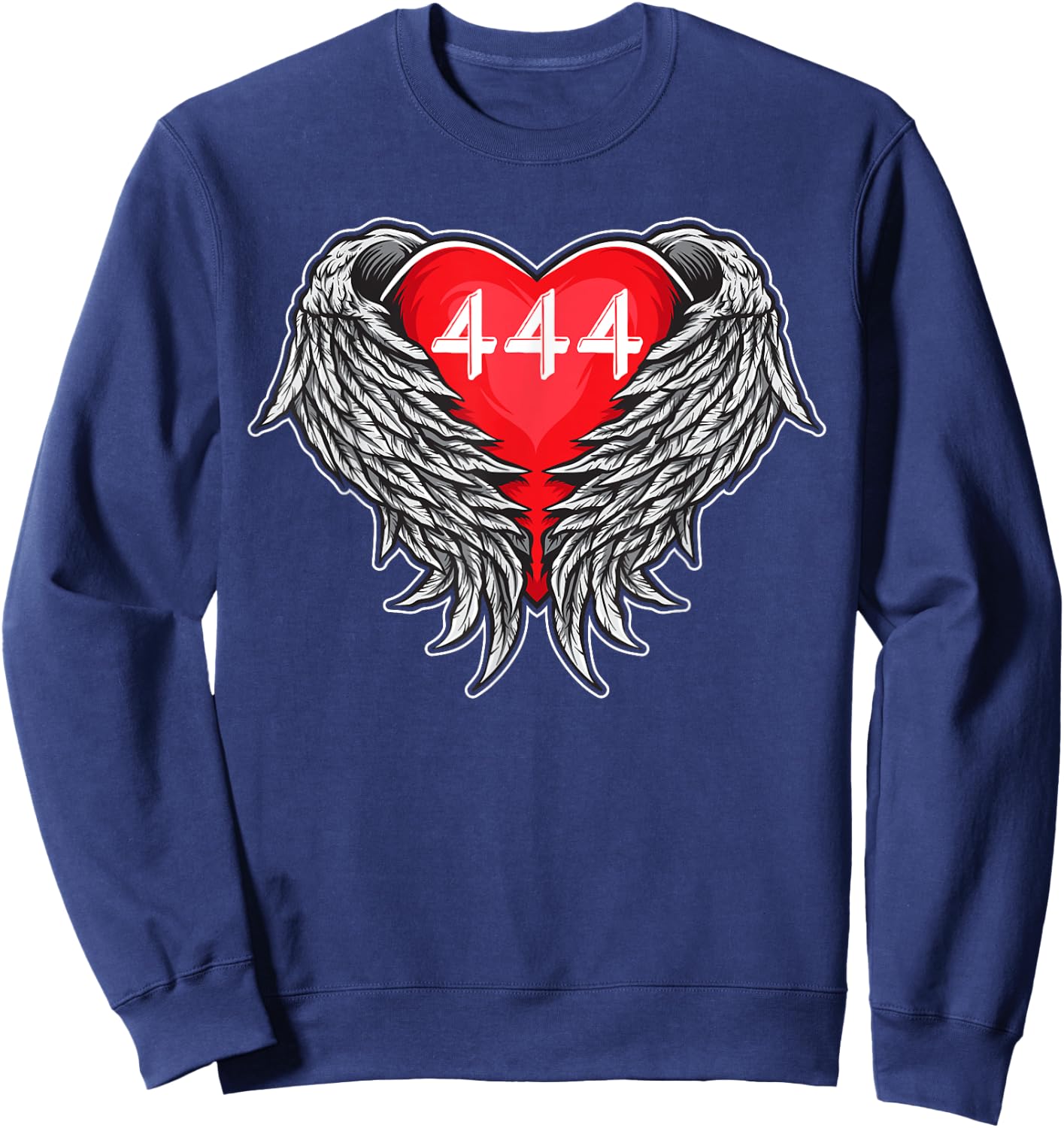 Angel Number 444 With Heart And Wings Of Angel Sweatshirt - Sweatshirt | Navy