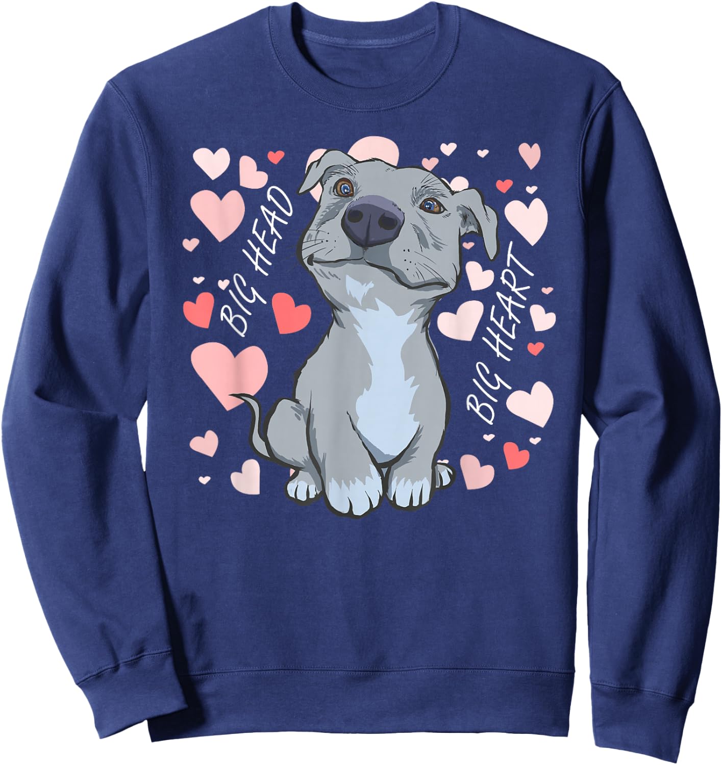 Big Heart Pitbull Valentine Pibble Mum Dog Mom Gift Sweatshirt - Sweatshirt | Navy